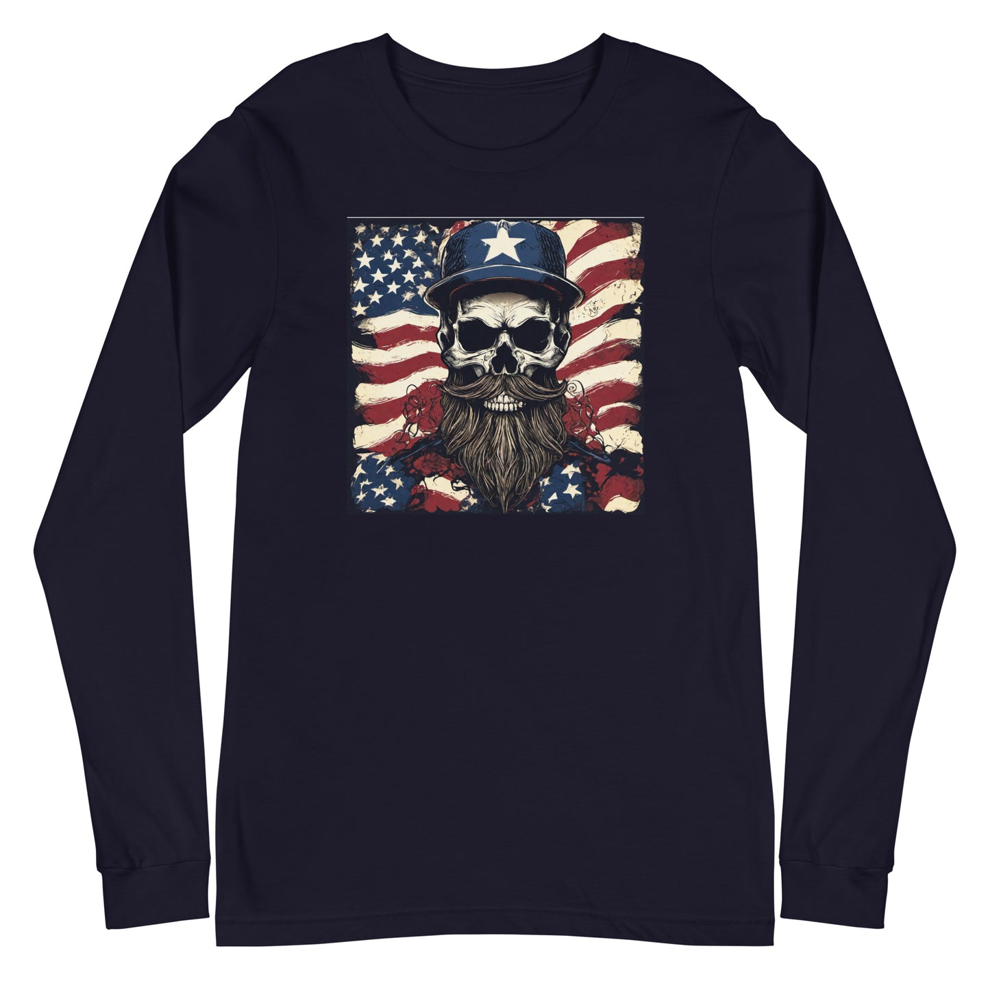 Handsome American Reaper Long Sleeve Graphic Tee Navy