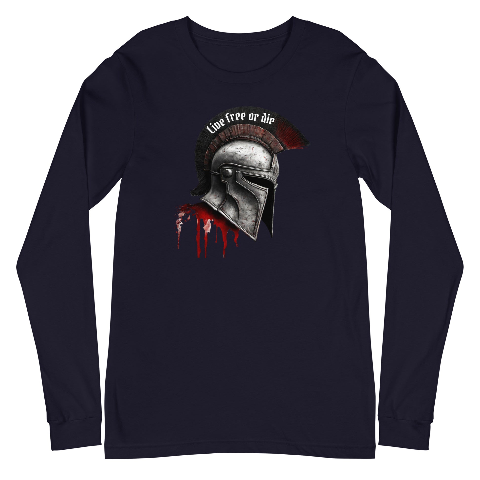 Live Free Spartan Men's Long Sleeve Graphic Tee Navy