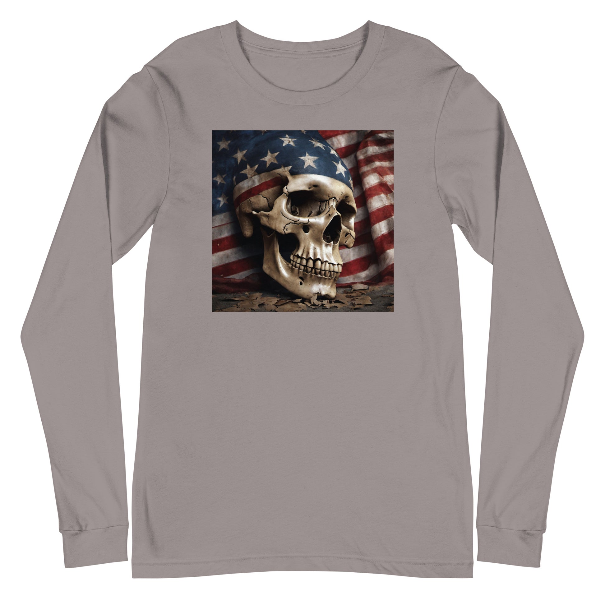 Skull and Flag Print Long Sleeve Tee Storm