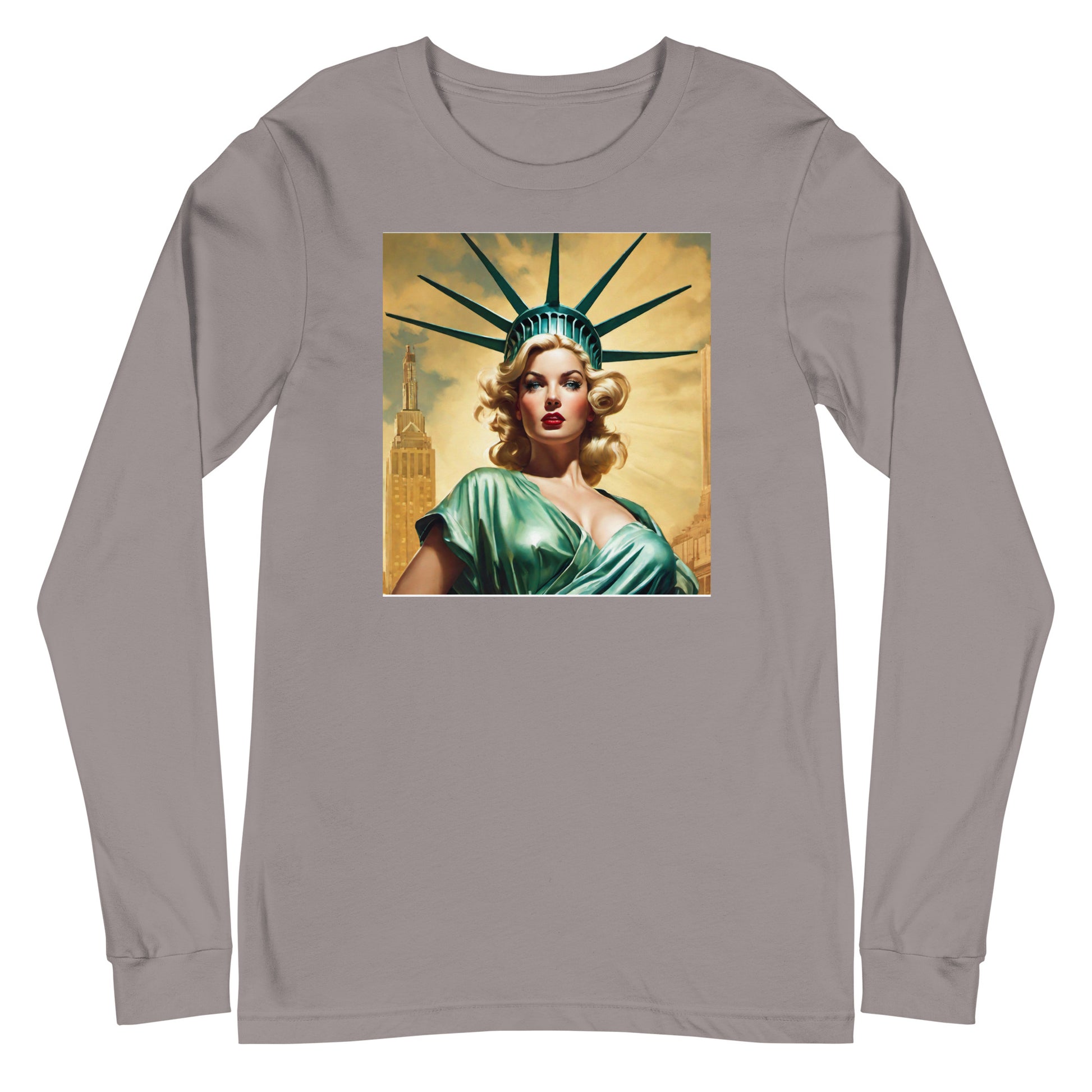 Beautiful Lady Liberty Long Sleeve Tee Storm