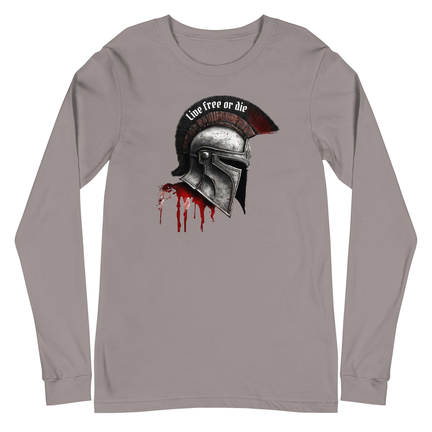 Live Free Spartan Men's Long Sleeve Graphic Tee Storm