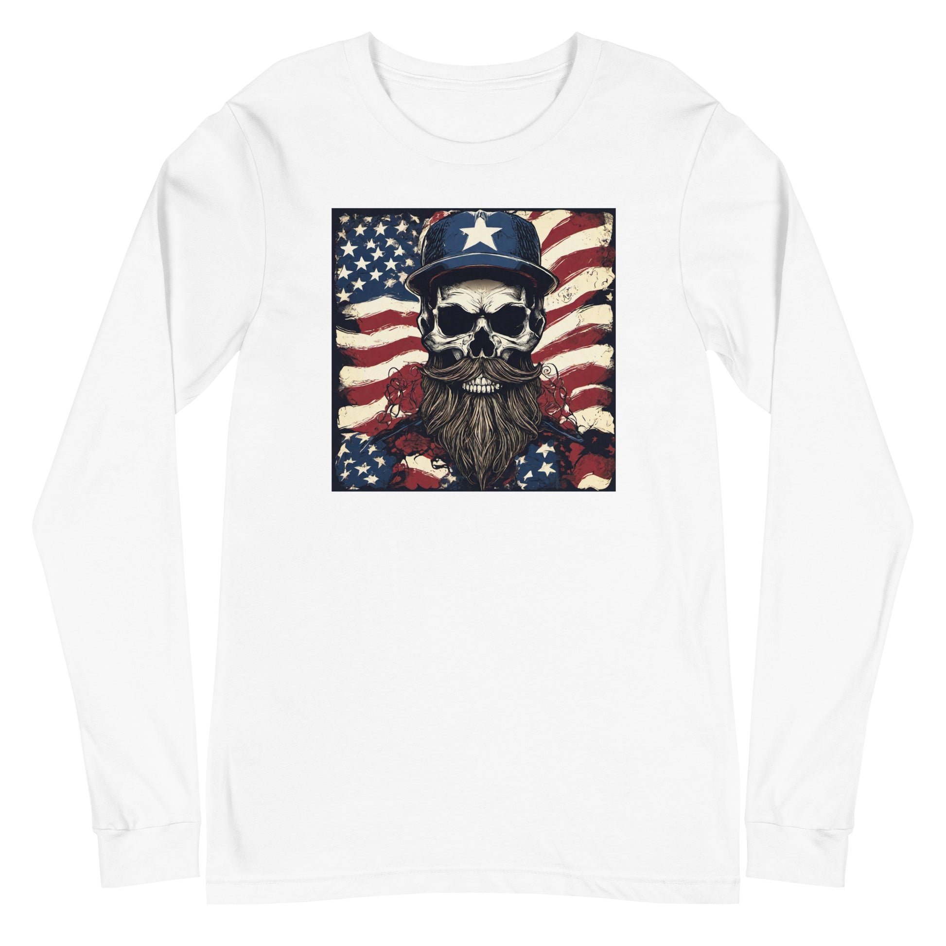 Handsome American Reaper Long Sleeve Graphic Tee White