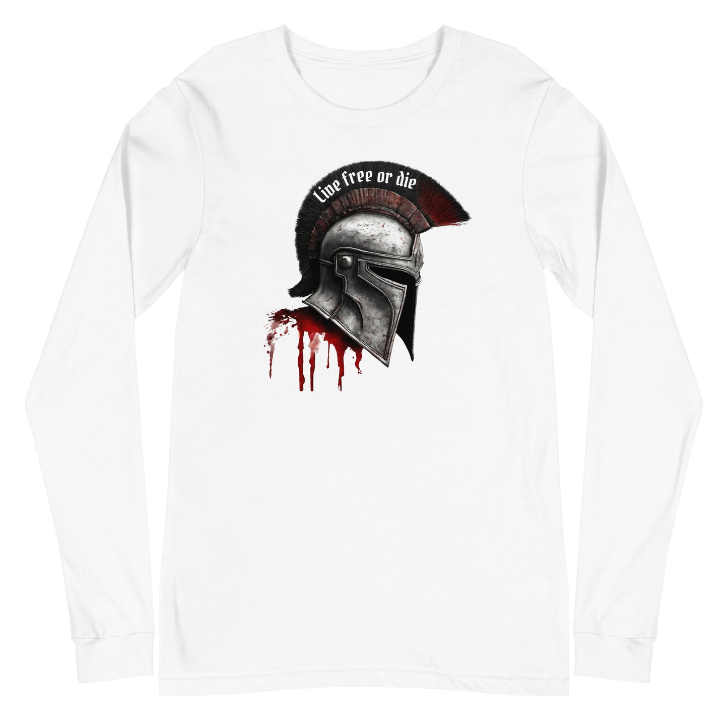 Live Free Spartan Men's Long Sleeve Graphic Tee White