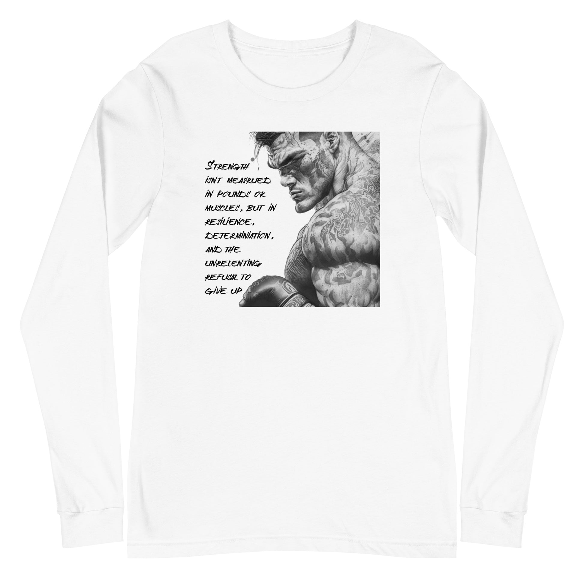 Strength and Determination Men's Long Sleeve Tee White