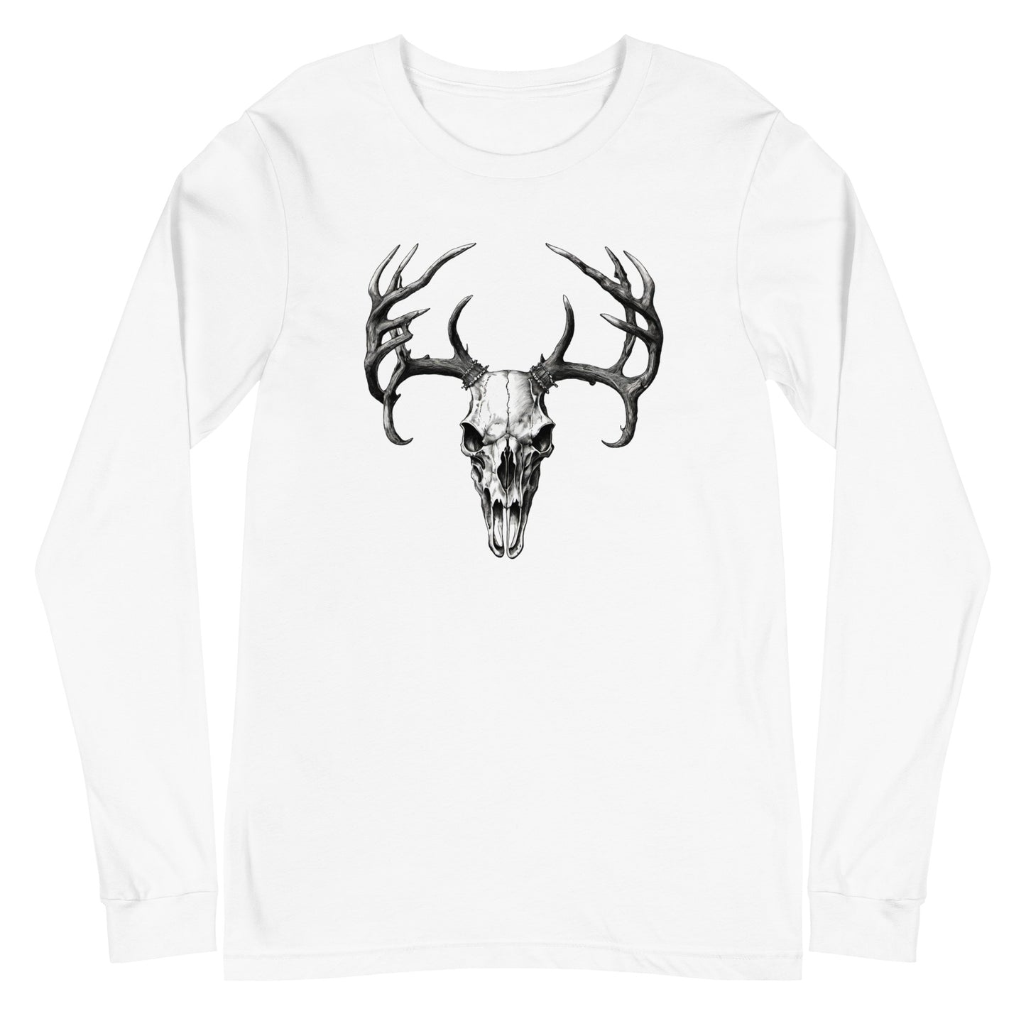 Deer Skull Long Sleeve Tee White