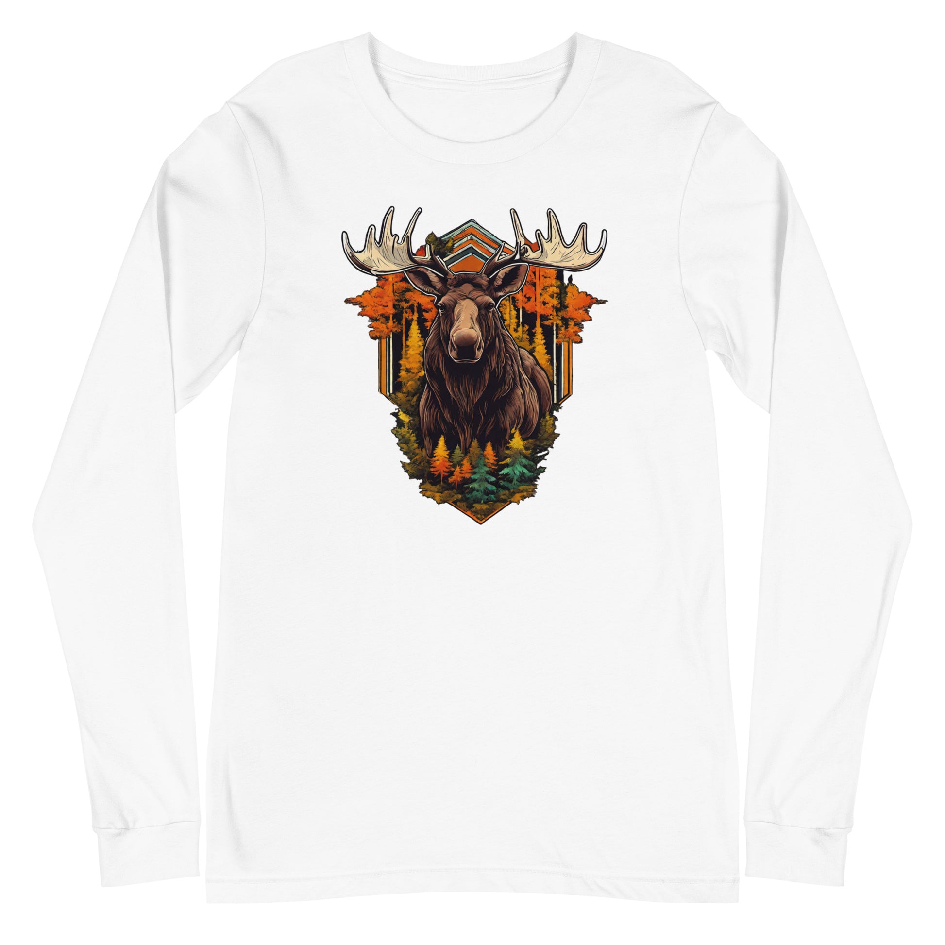Moose & Forest Emblem Long Sleeve Tee White