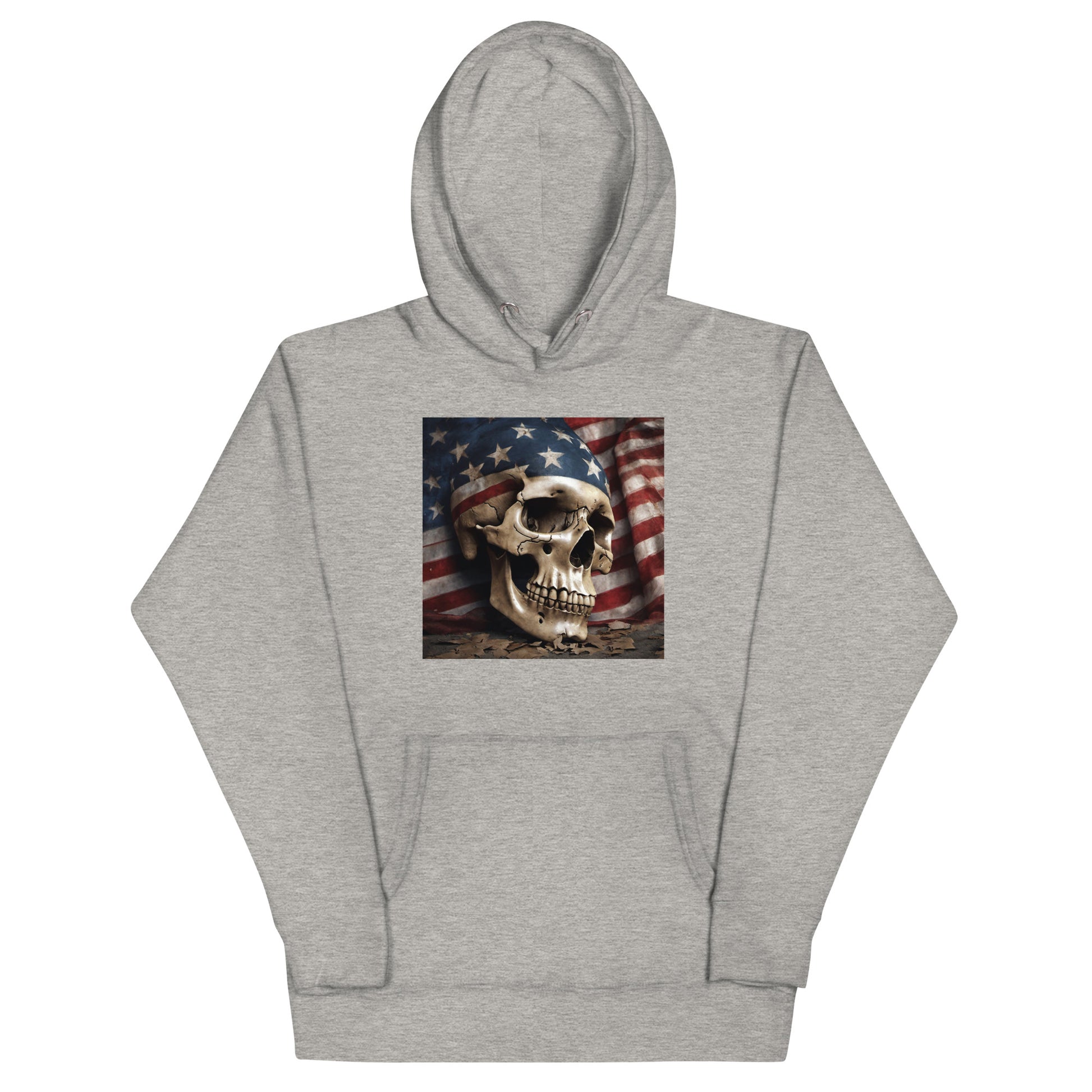 Skull and Flag Print Hoodie Carbon Grey