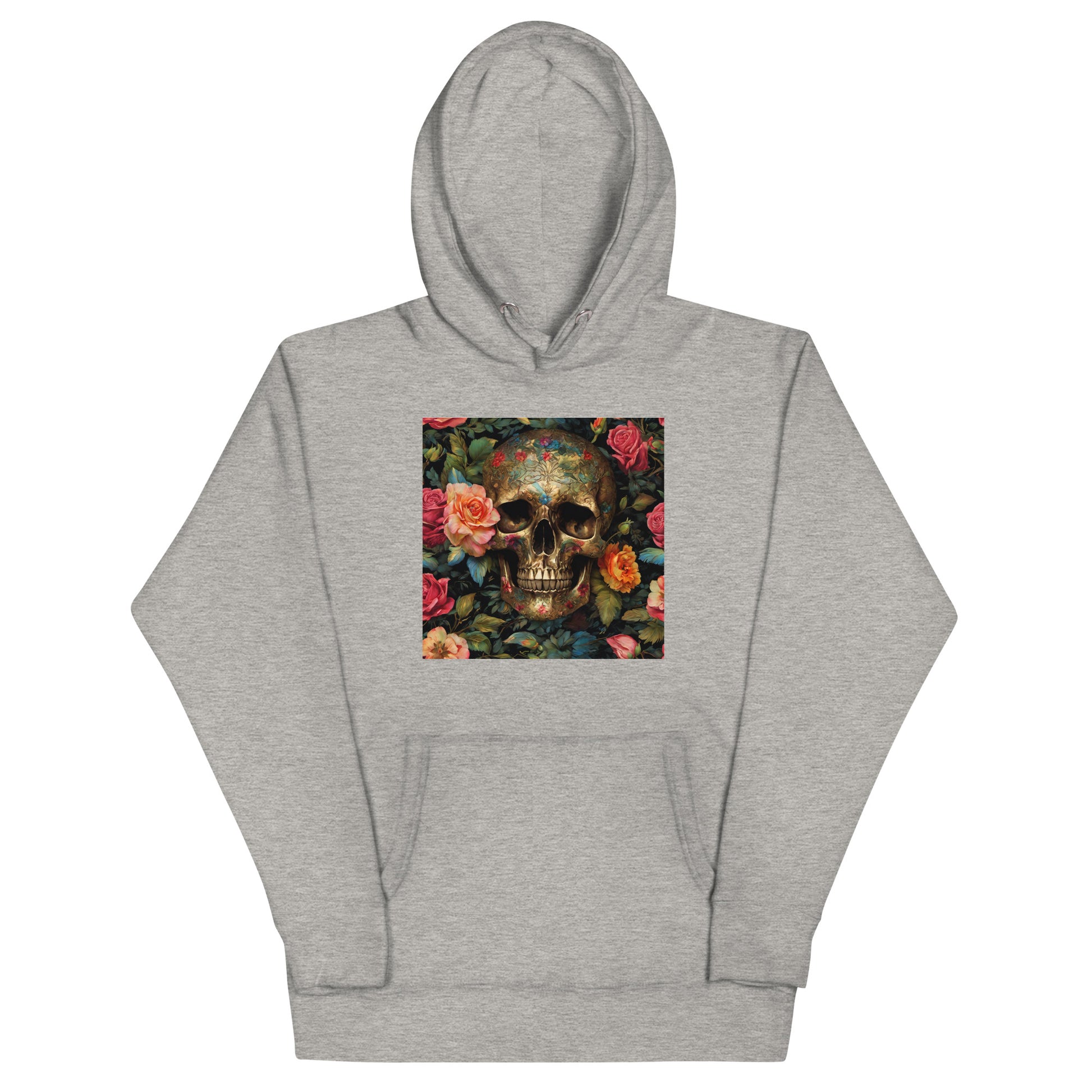 Skull and Roses Graphic Hoodie Carbon Grey