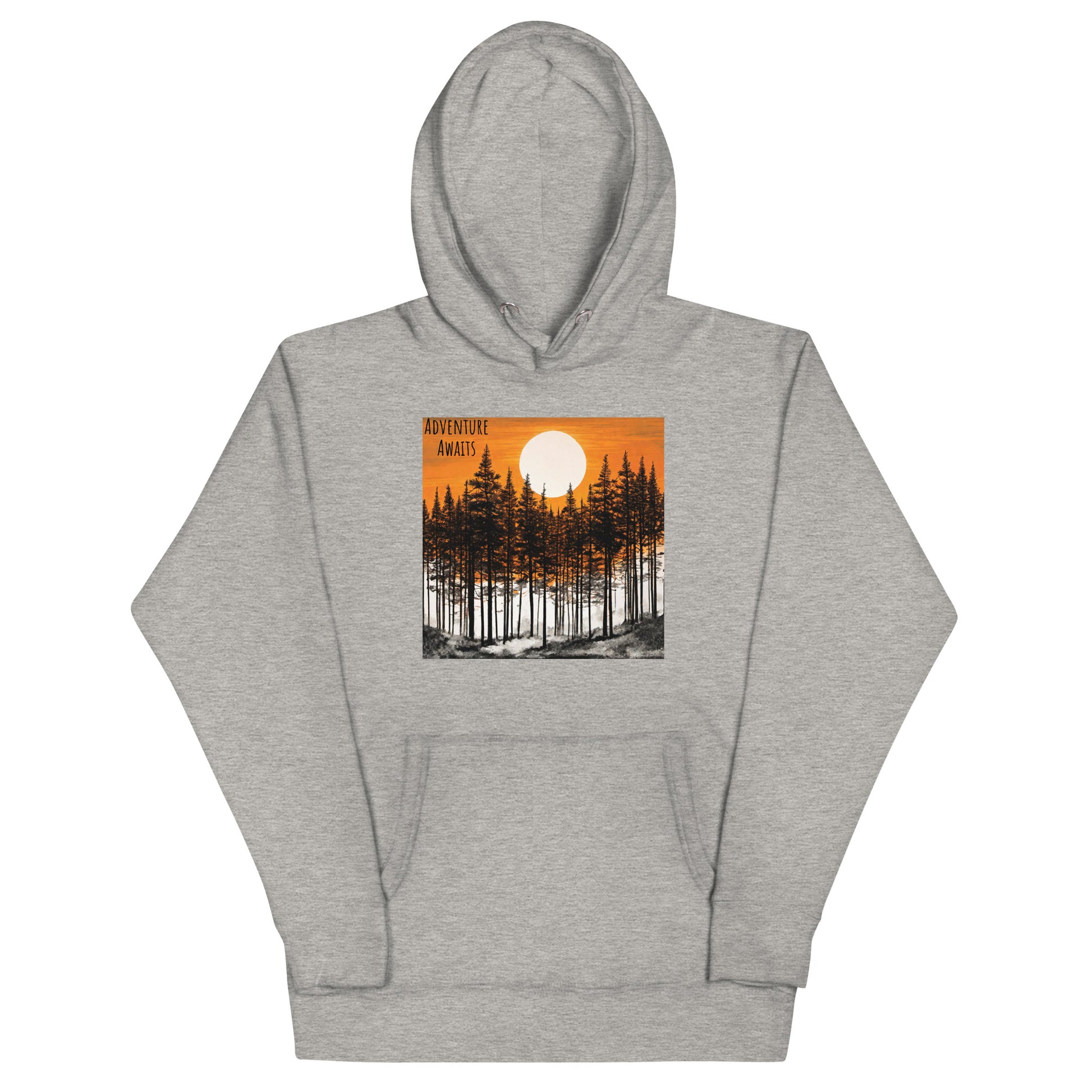 Adventure Awaits at Sunrise Camping Hoodie Carbon Grey