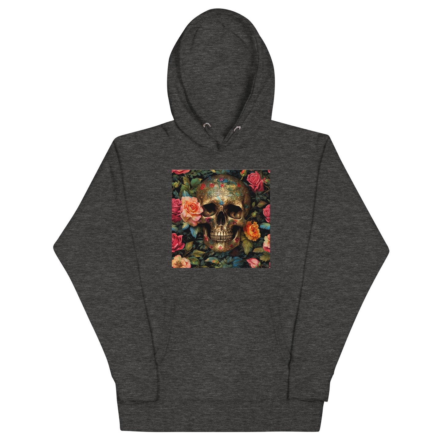 Skull and Roses Graphic Hoodie Charcoal Heather