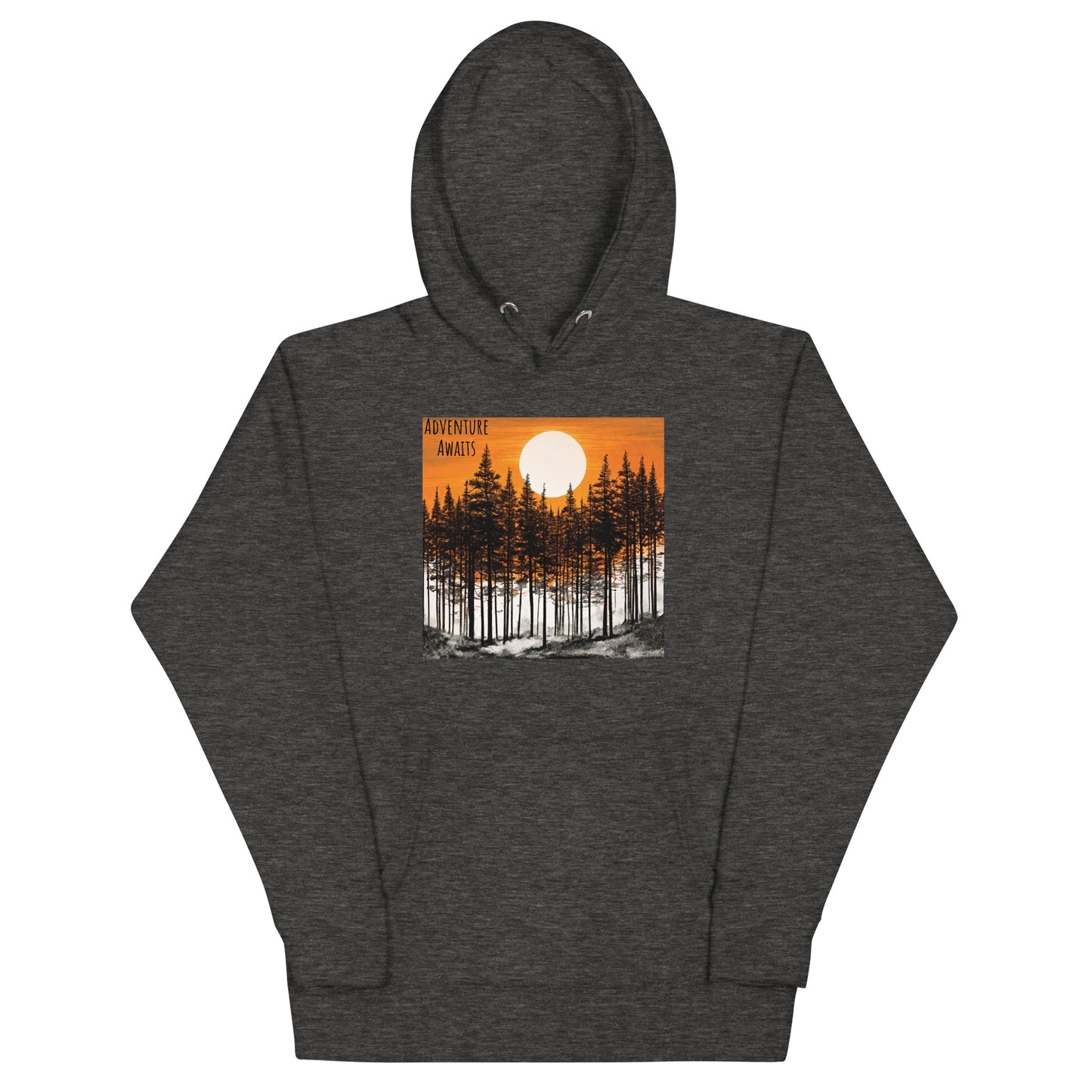 Adventure Awaits at Sunrise Camping Hoodie Charcoal Heather