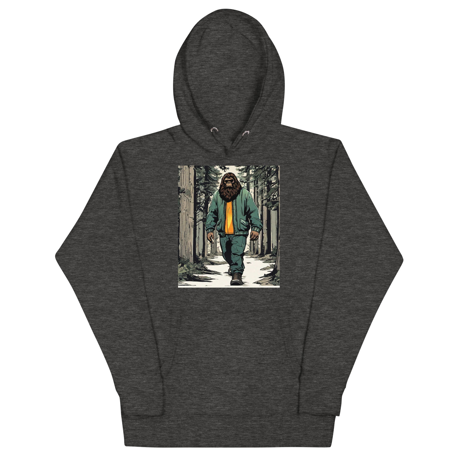 Sasquatch Encounter Graphic Camping Hoodie Charcoal Heather