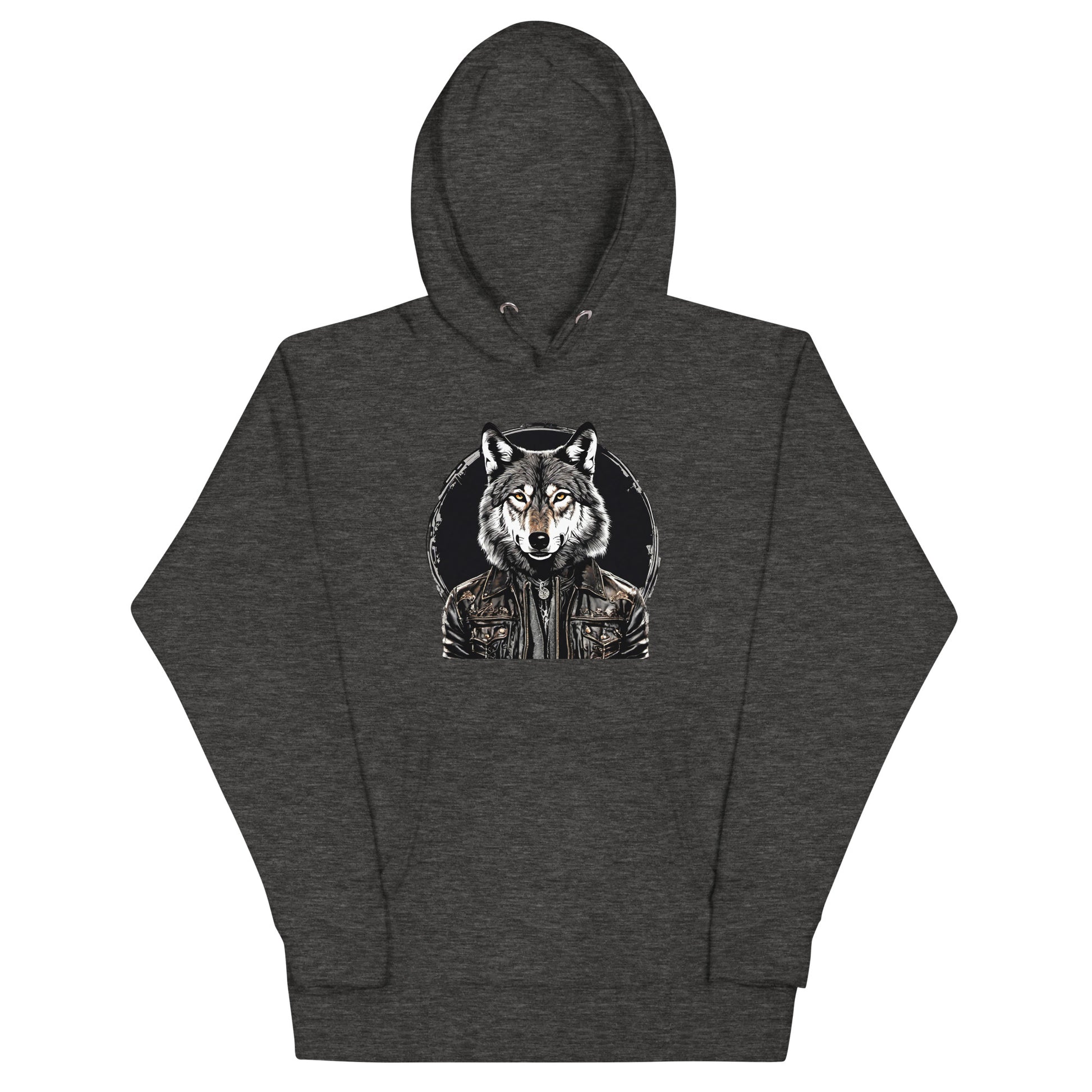Golden-Eyed Lone Wolf Hoodie Charcoal Heather