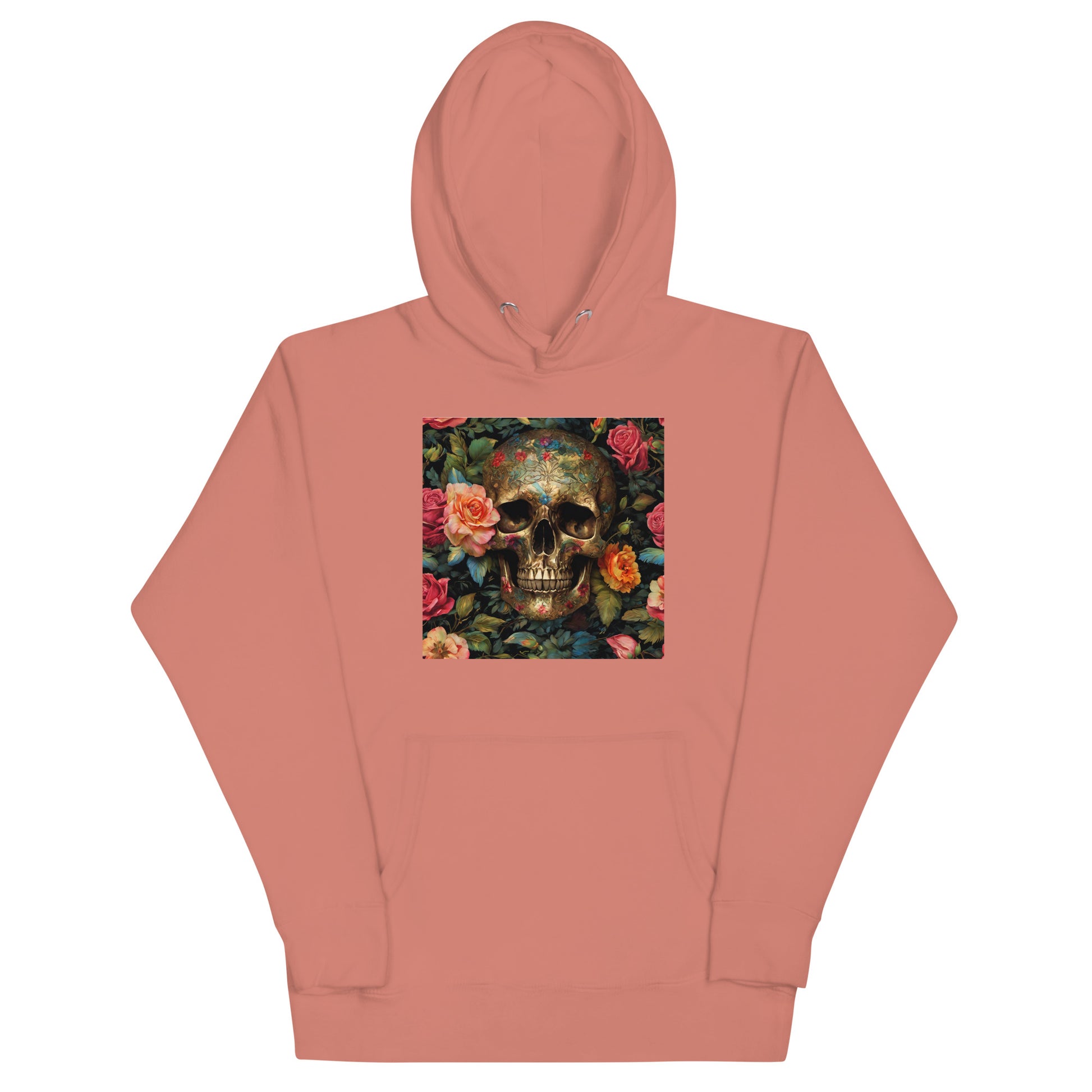 Skull and Roses Graphic Hoodie Dusty Rose
