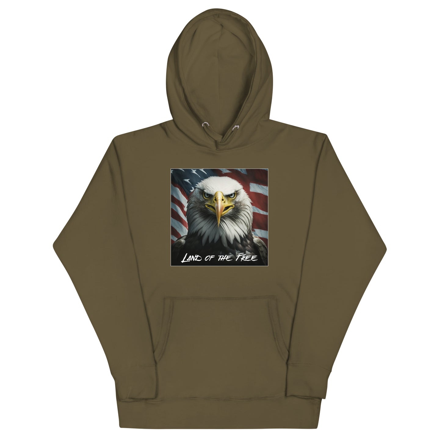 Land of the Free Graphic Hoodie Military Green