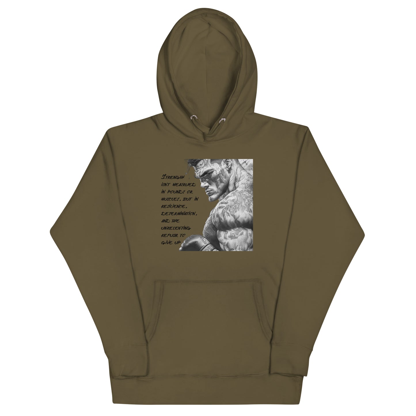 Strength and Determination Men's Graphic Hoodie Military Green