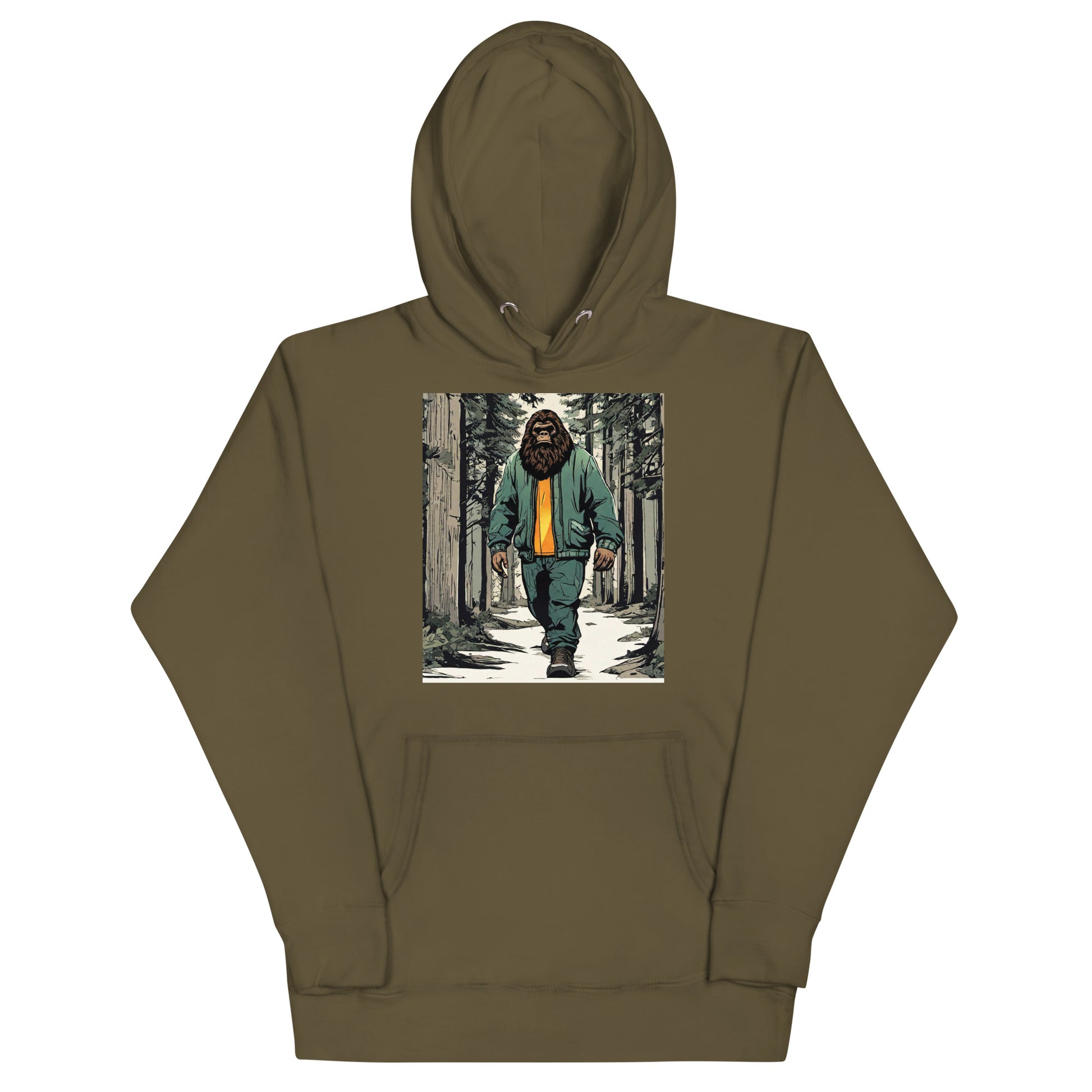 Sasquatch Encounter Graphic Camping Hoodie Military Green