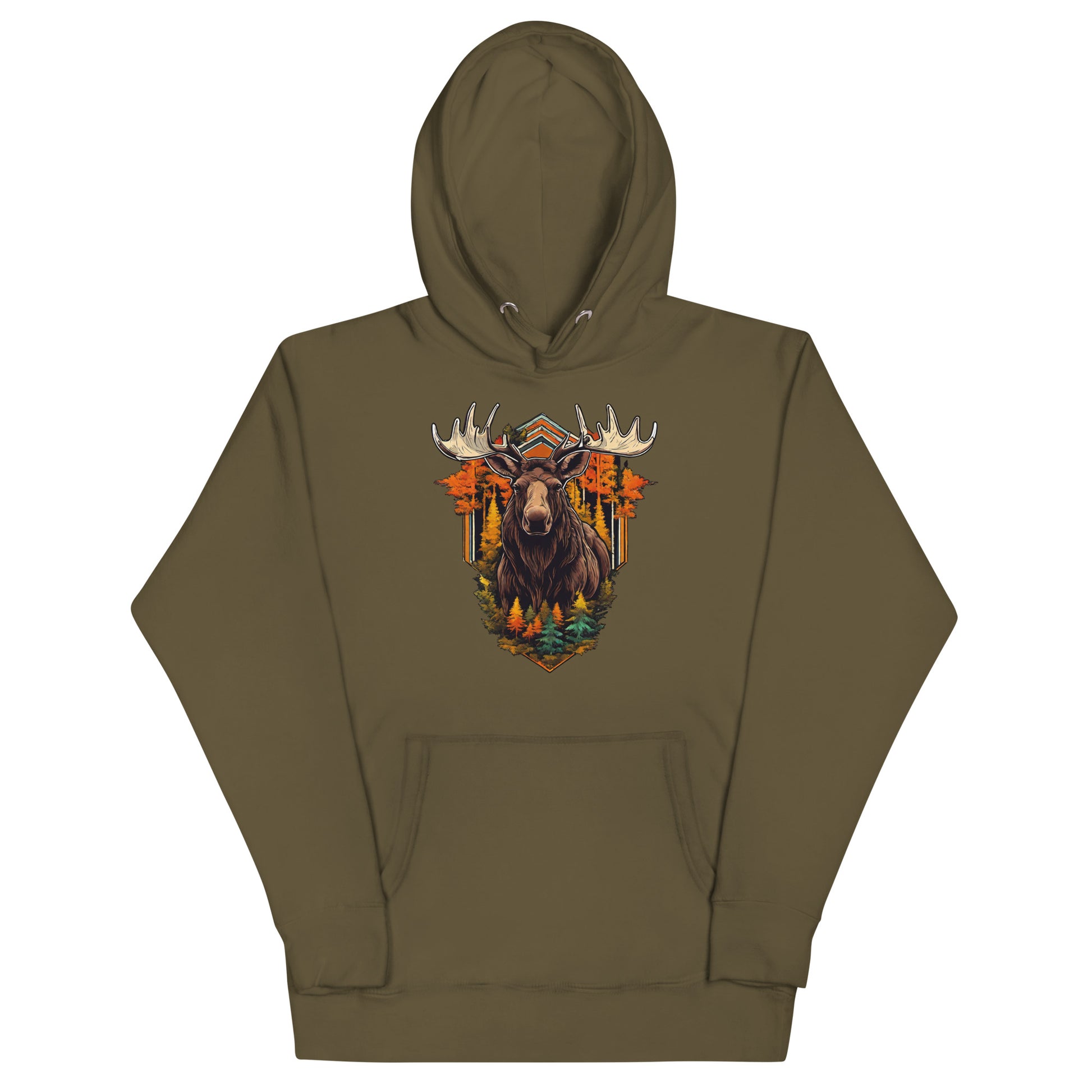Moose & Forest Emblem Hoodie Military Green