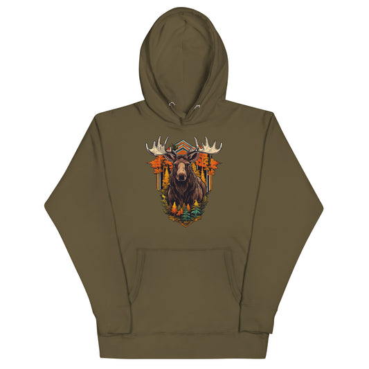 Moose & Forest Emblem Hoodie Military Green