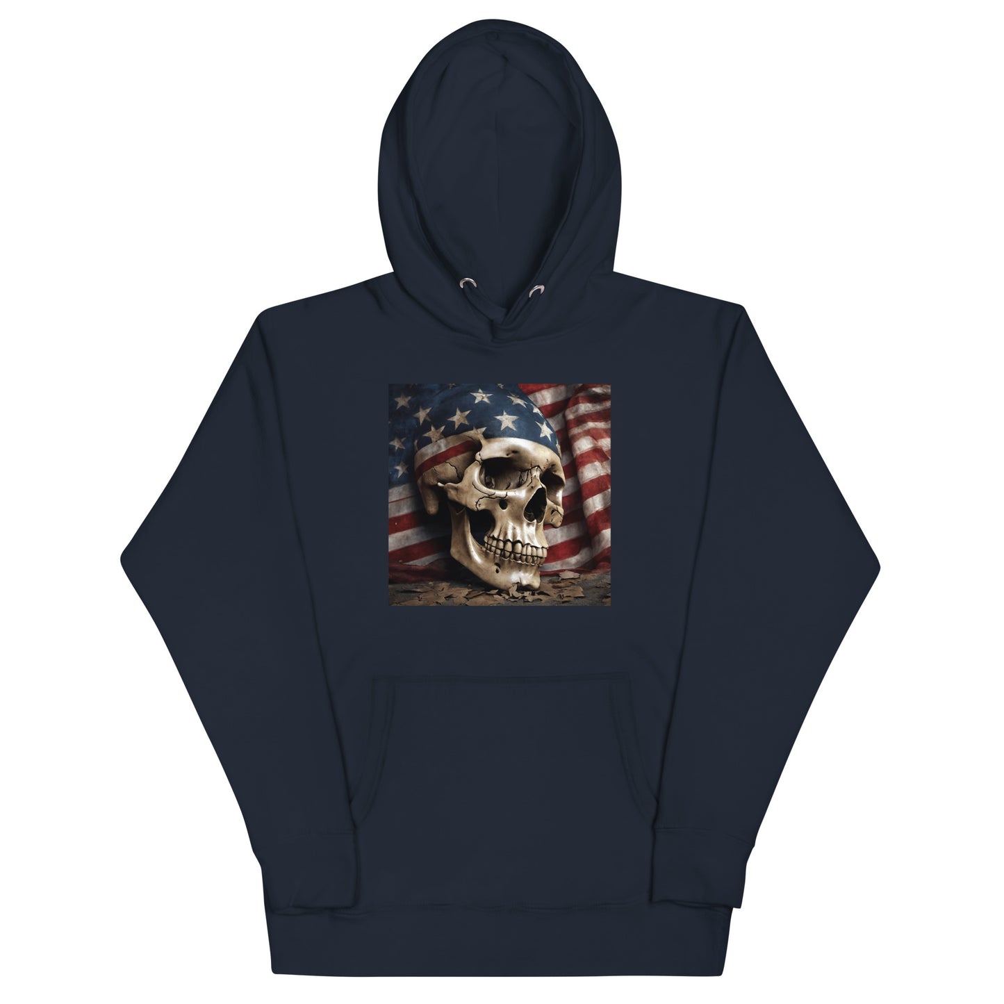 Skull and Flag Print Hoodie Navy Blazer