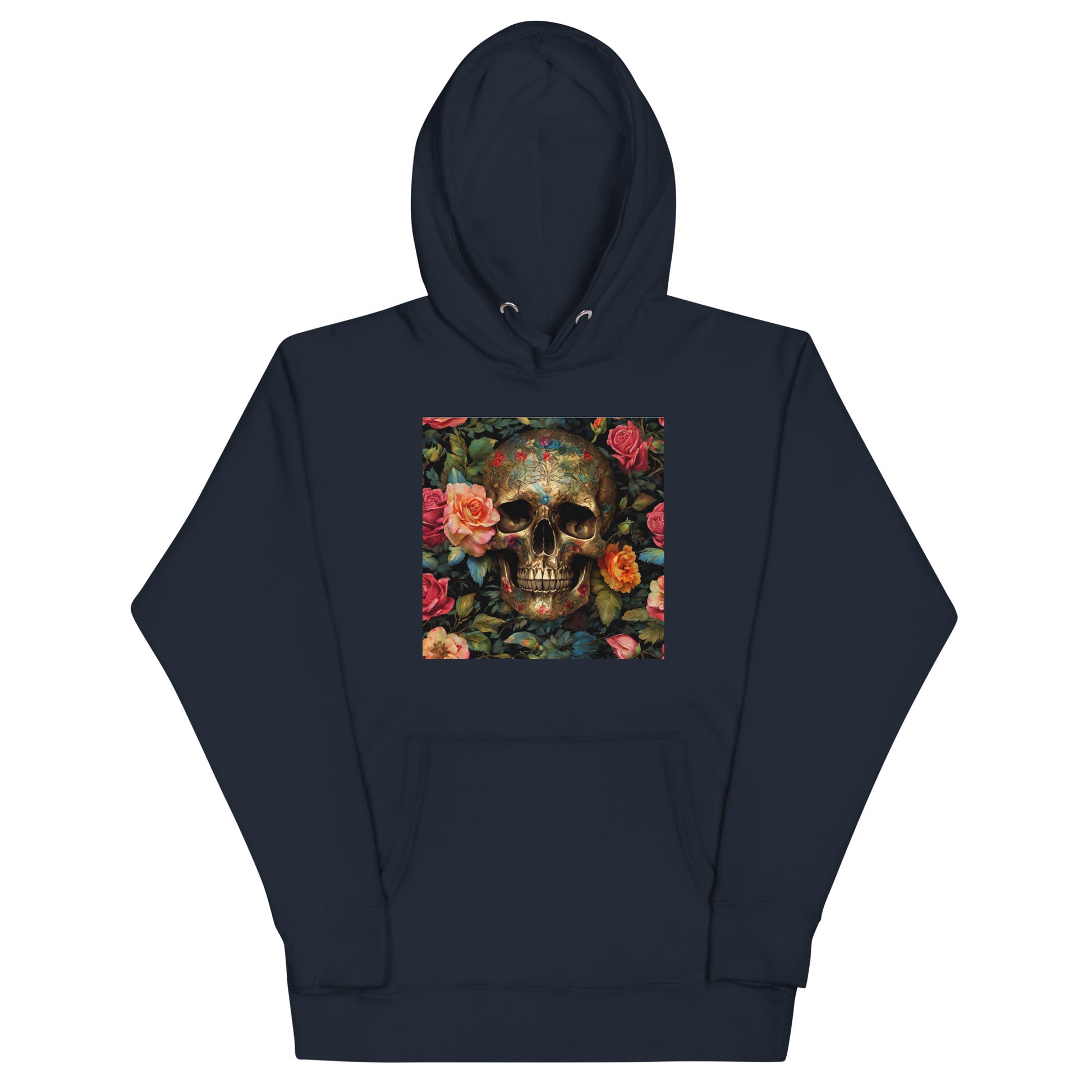 Skull and Roses Graphic Hoodie Navy Blazer