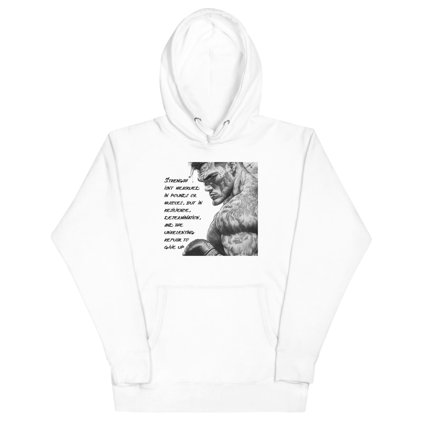 Strength and Determination Men's Graphic Hoodie White