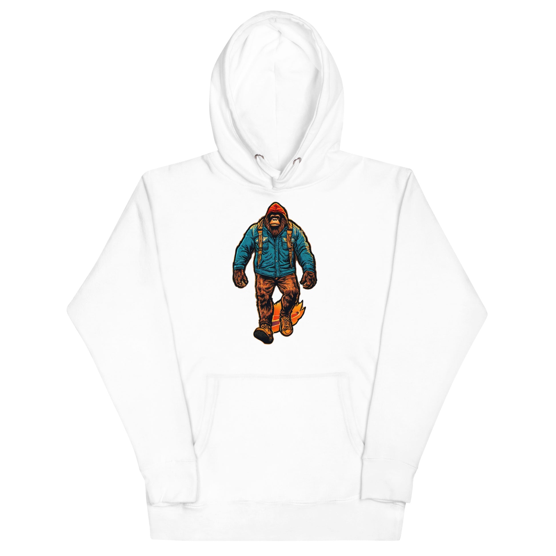 Bigfoot on a Hike Graphic Hoodie White