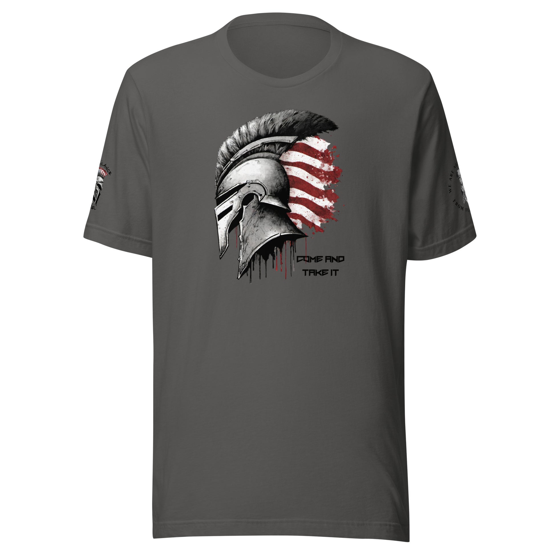 Come and Take It Spartan (logo and minuteman sleeve) Limited Men's T-Shirt Asphalt