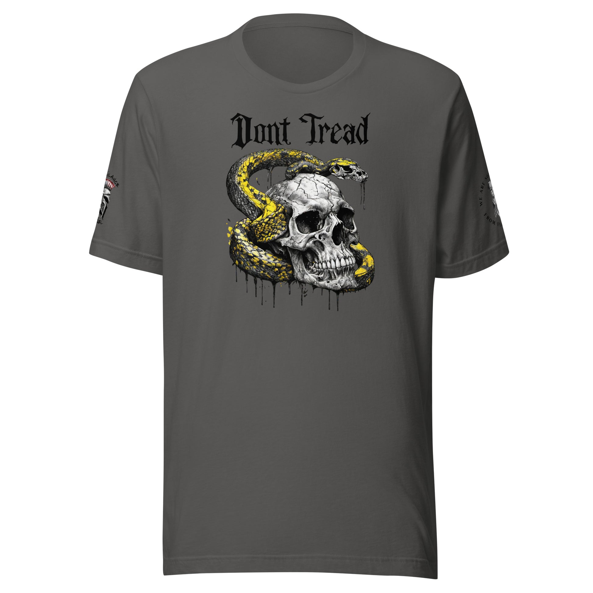 Don't Tread on Me Skull & Snake (logo & minuteman sleeve) Limited T-Shirt Asphalt
