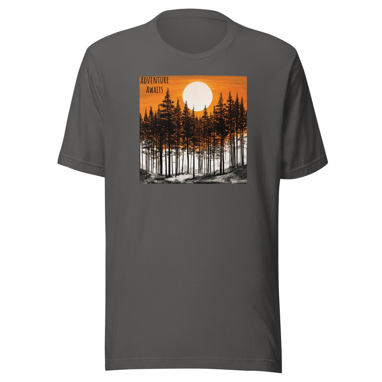Adventure Awaits at Sunrise Men's Camping T-Shirt Asphalt