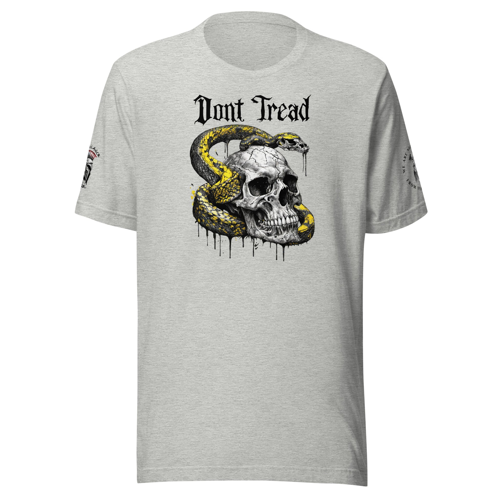 Don't Tread on Me Skull & Snake (logo & minuteman sleeve) Limited T-Shirt Athletic Heather