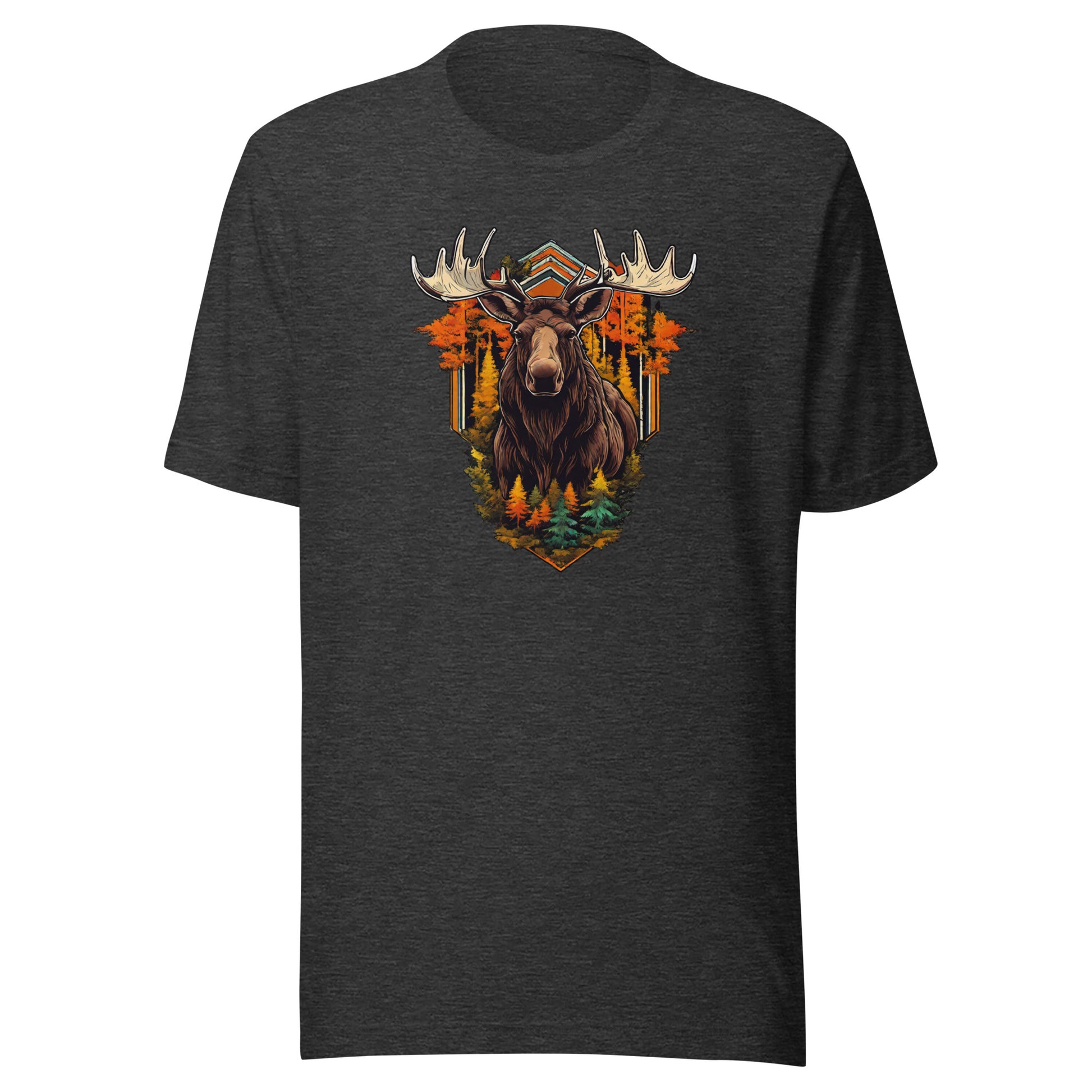 Moose & Forest Emblem Men's T-Shirt Dark Grey Heather