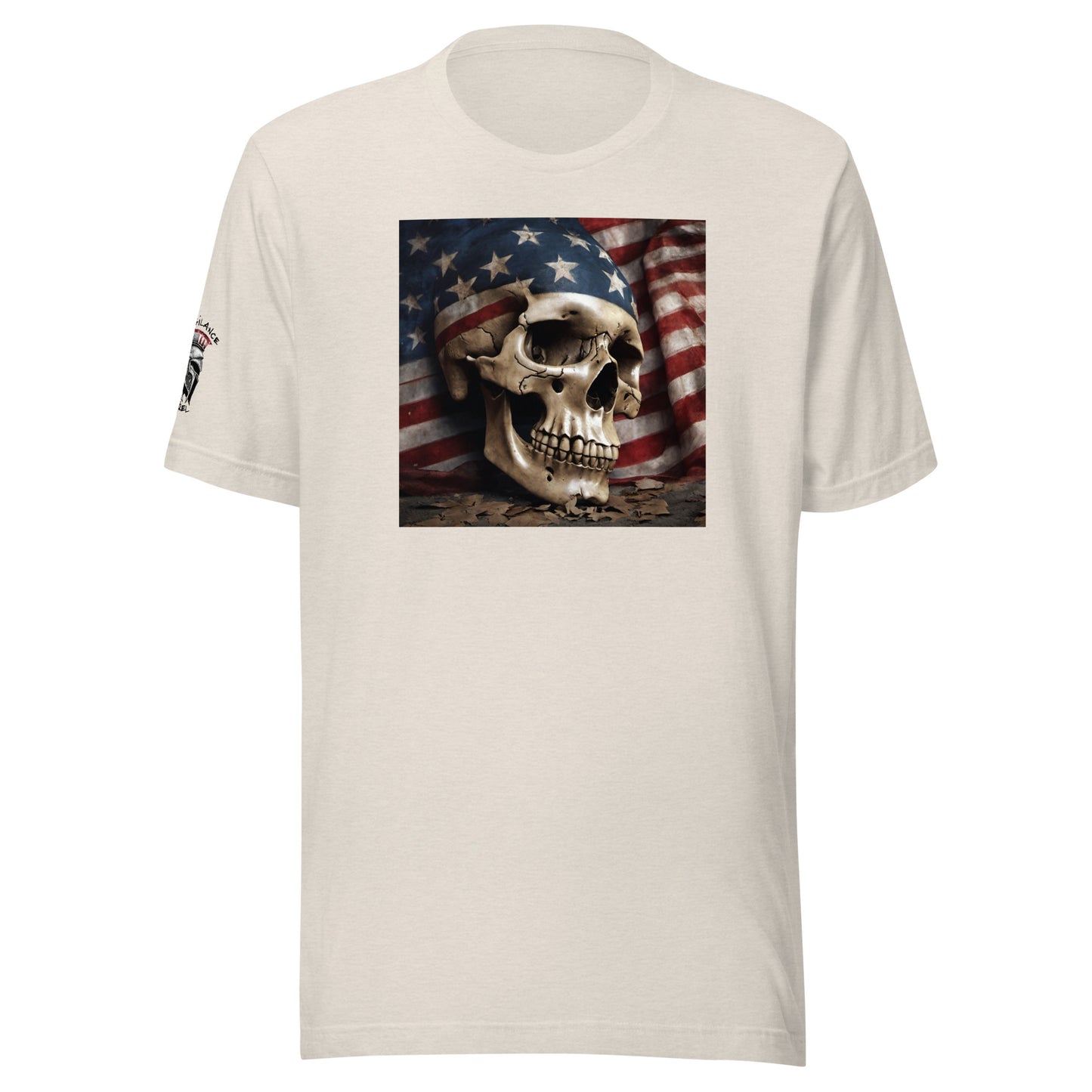 Skull and Flag Print Classic T-shirt Heather Dust