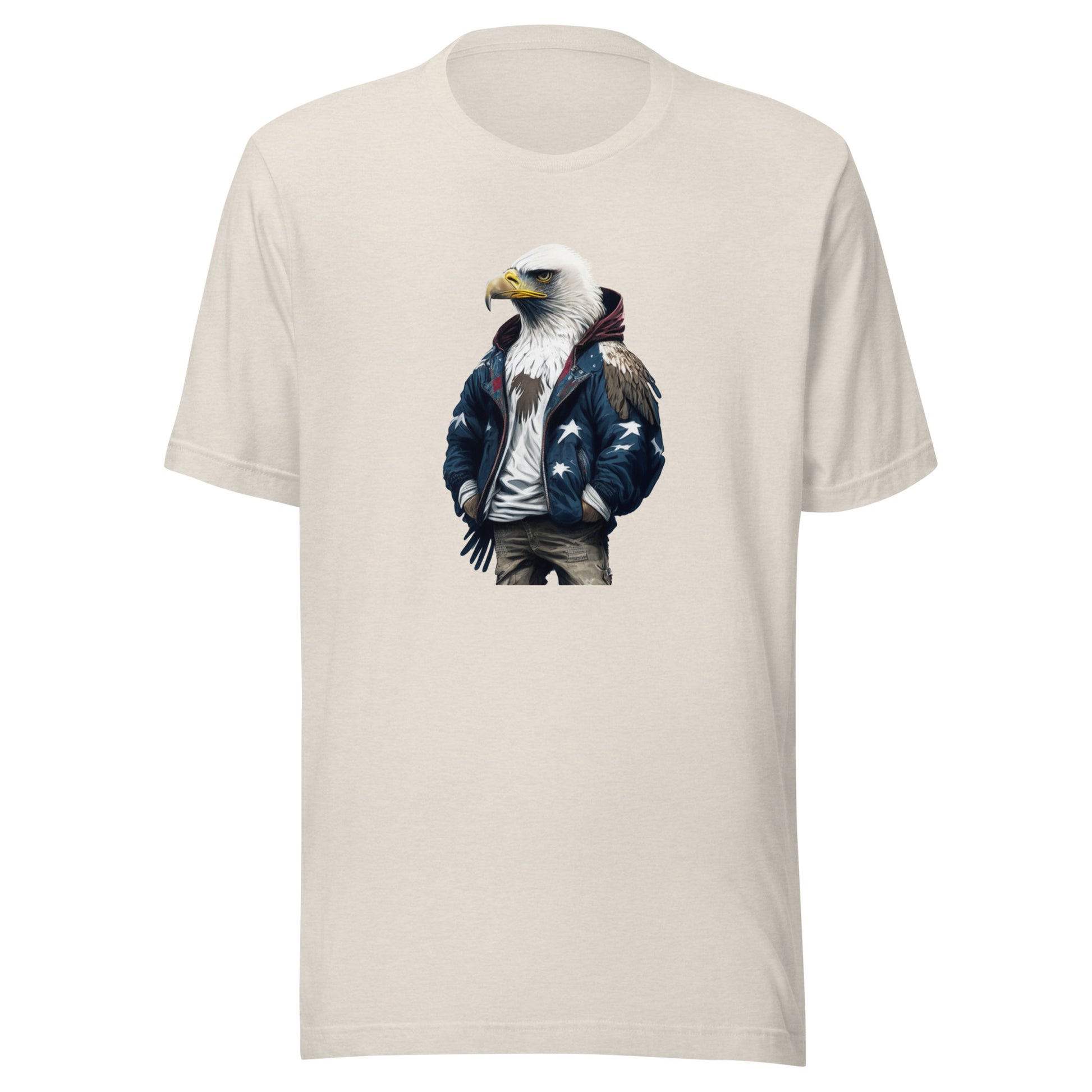 Patriotic American Bald Eagle T-Shirt Heather Dust