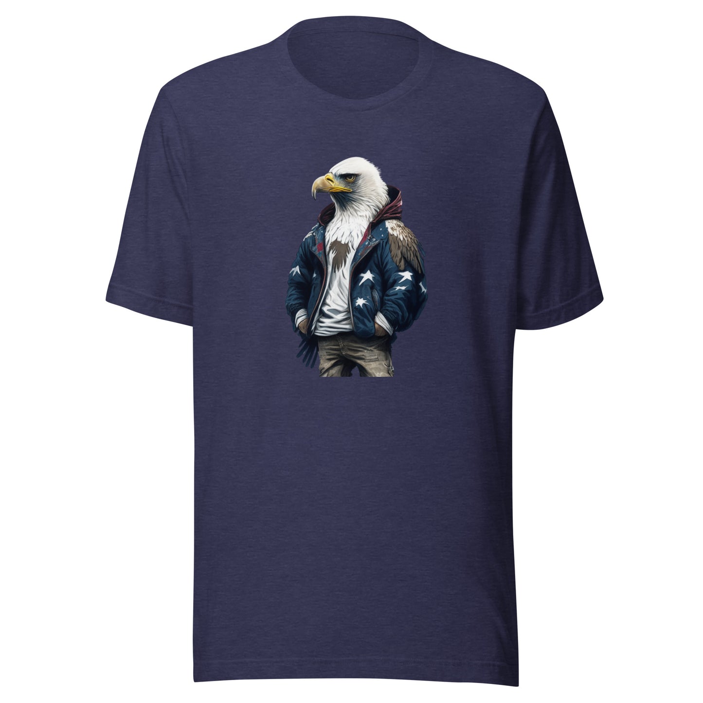 Patriotic American Bald Eagle T-Shirt Heather Midnight Navy