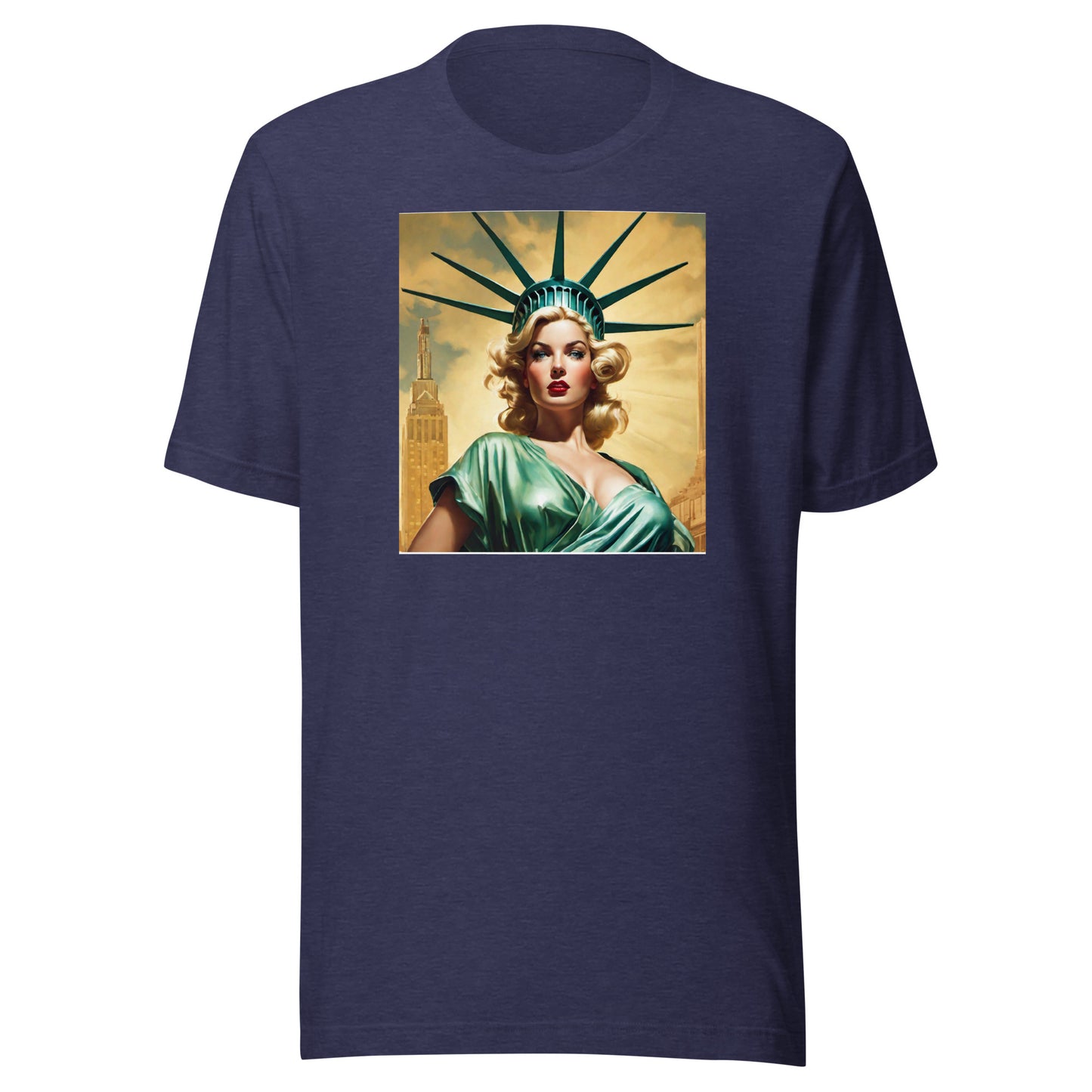 Beautiful Lady Liberty Men's T-Shirt Heather Midnight Navy