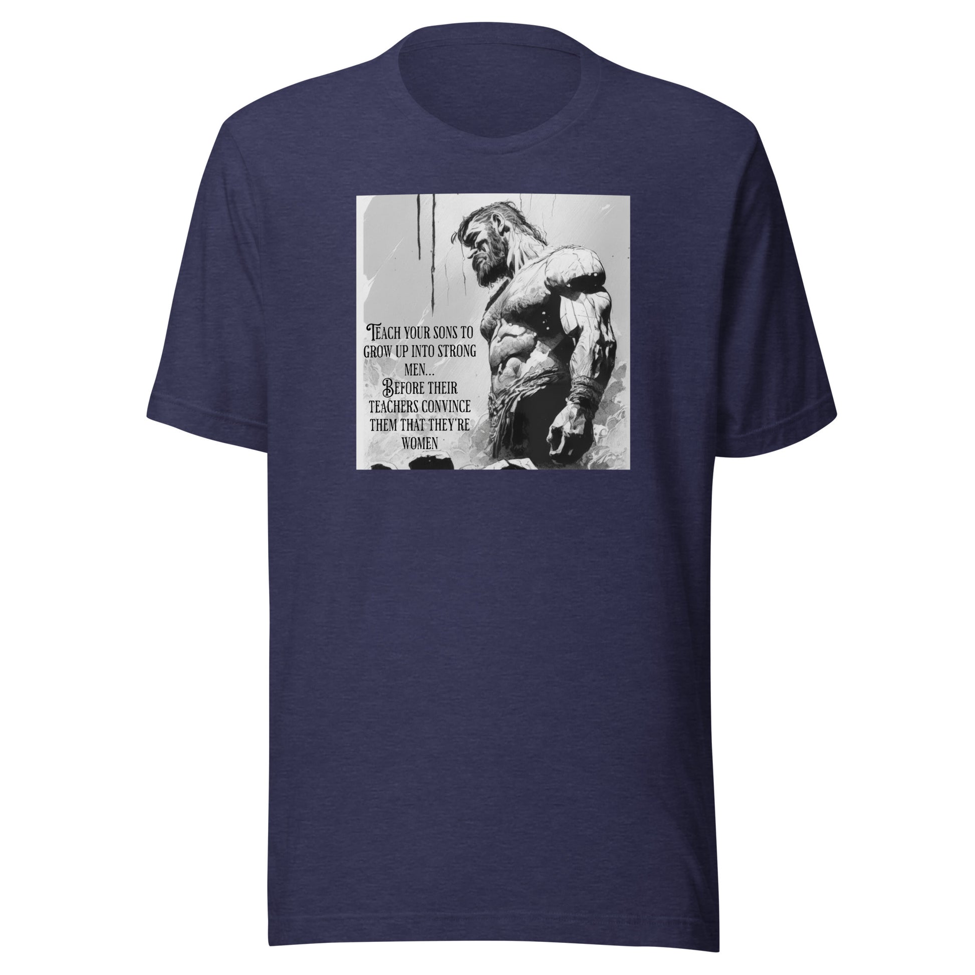 Raise Strong Men Graphic Men's T-Shirt Heather Midnight Navy