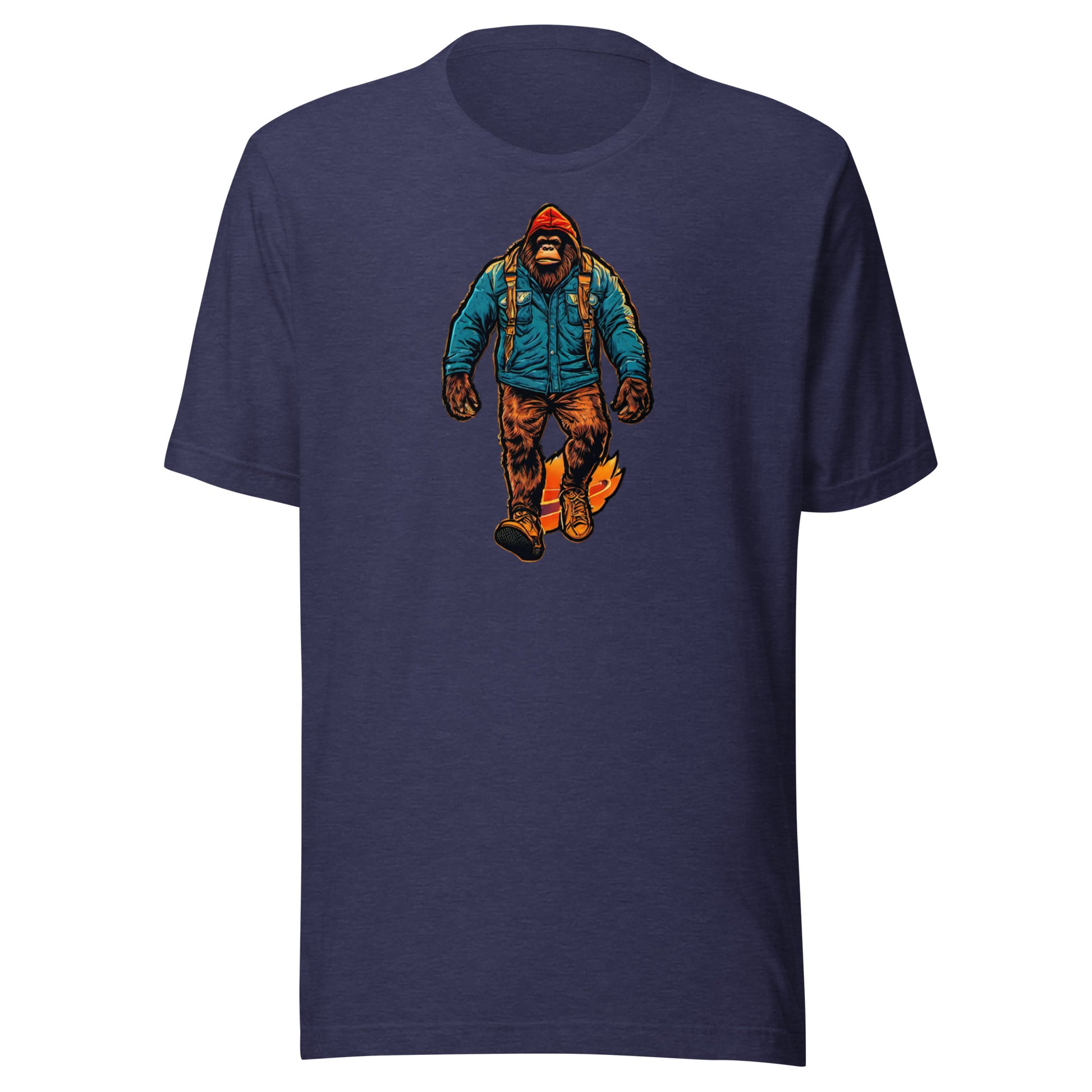 Bigfoot on a Hike Men's T-Shirt Heather Midnight Navy