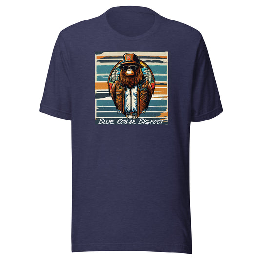 Blue-Collar Bigfoot Men's Graphic T-Shirt Heather Midnight Navy