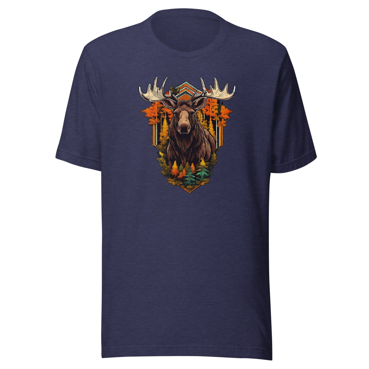 Moose & Forest Emblem Men's T-Shirt Heather Midnight Navy