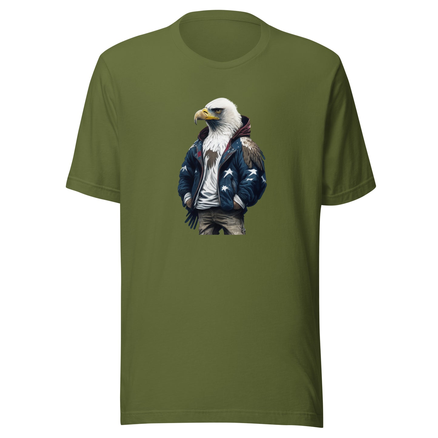 Patriotic American Bald Eagle T-Shirt Olive