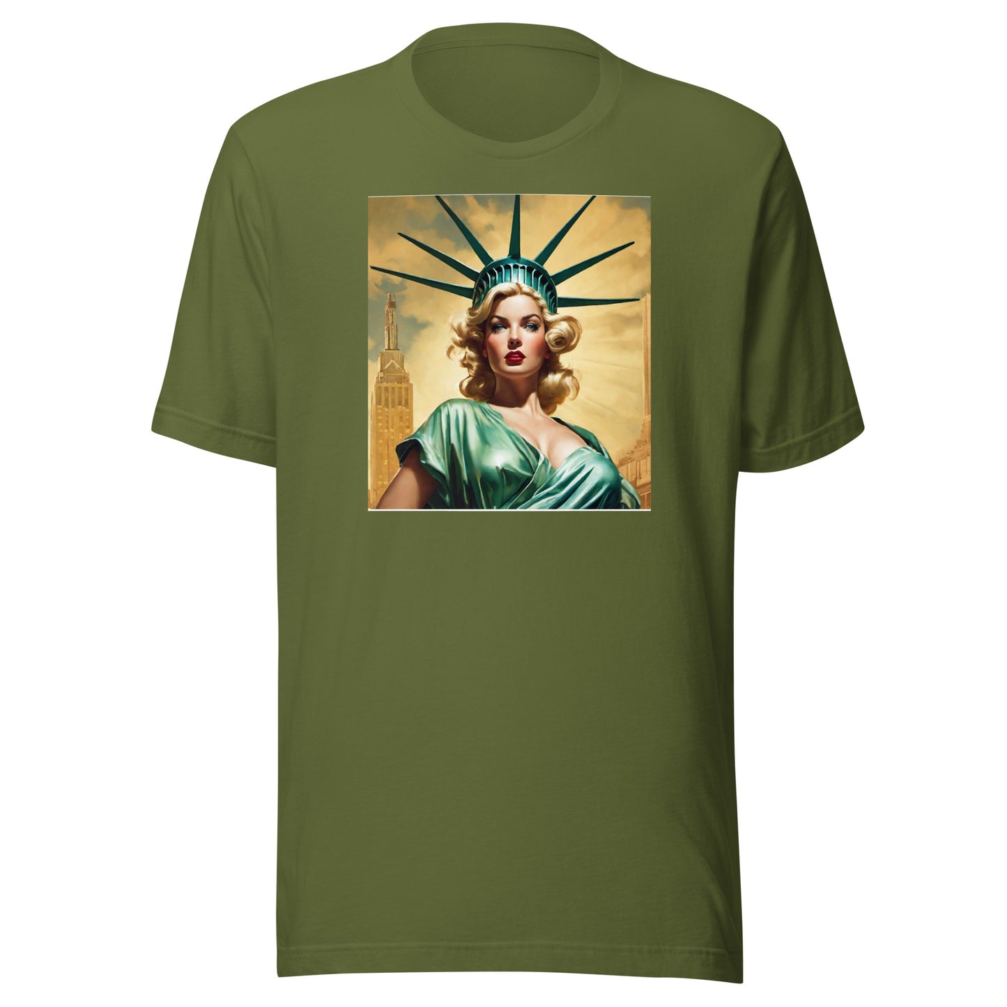 Beautiful Lady Liberty Men's T-Shirt Olive