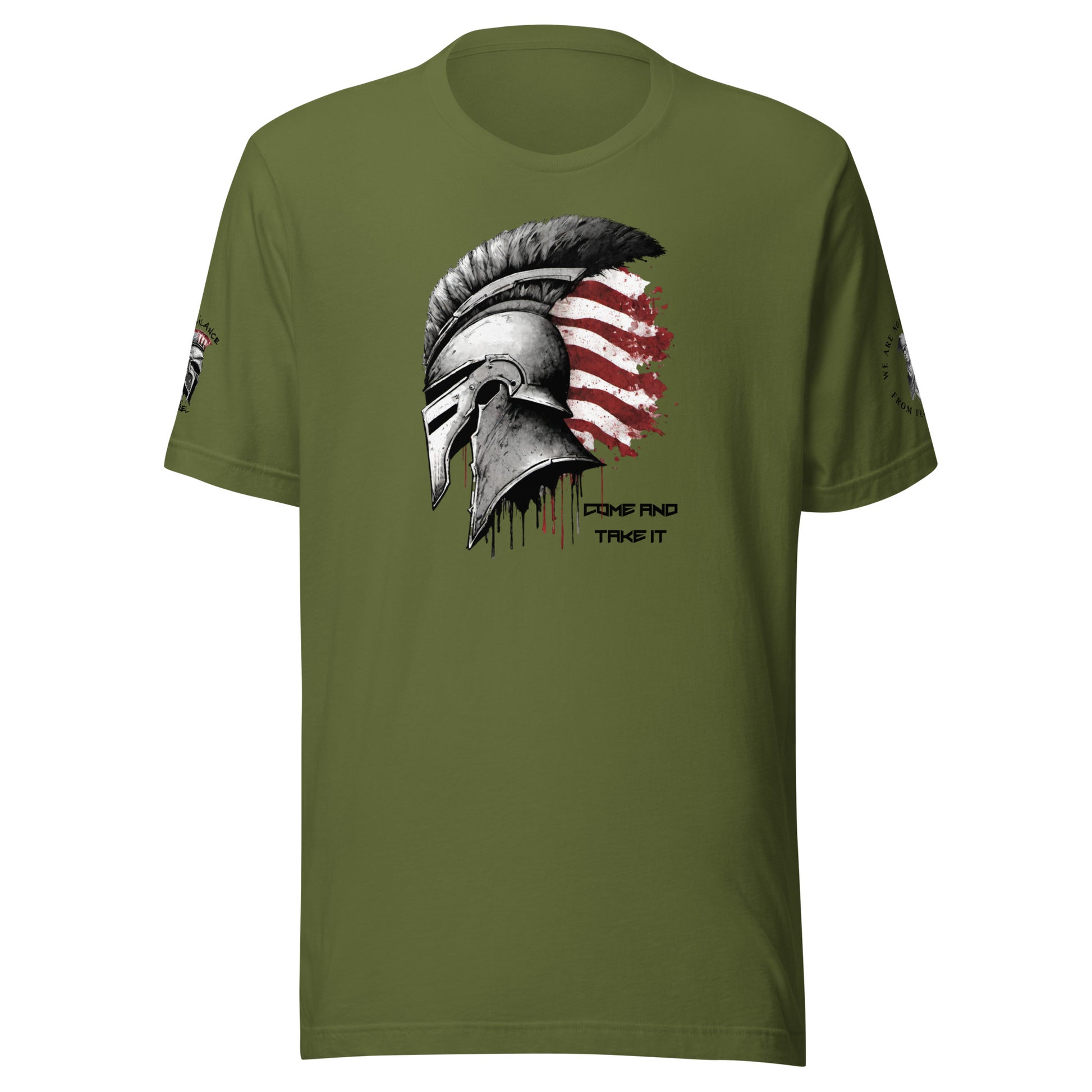Come and Take It Spartan (logo and minuteman sleeve) Limited Men's T-Shirt Olive