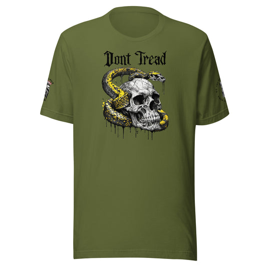 Don't Tread on Me Skull & Snake (logo & minuteman sleeve) Limited T-Shirt Olive