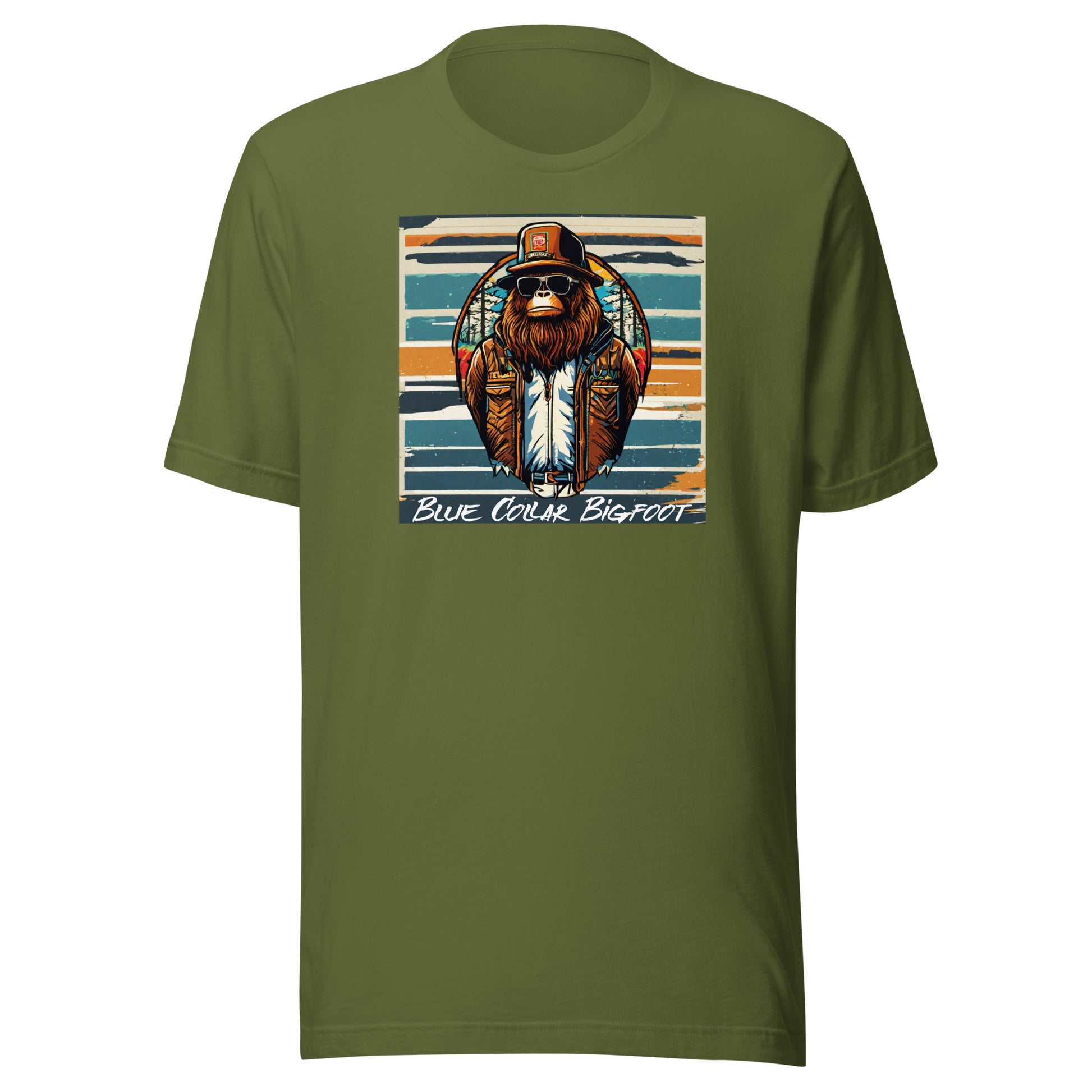 Blue-Collar Bigfoot Men's Graphic T-Shirt Olive