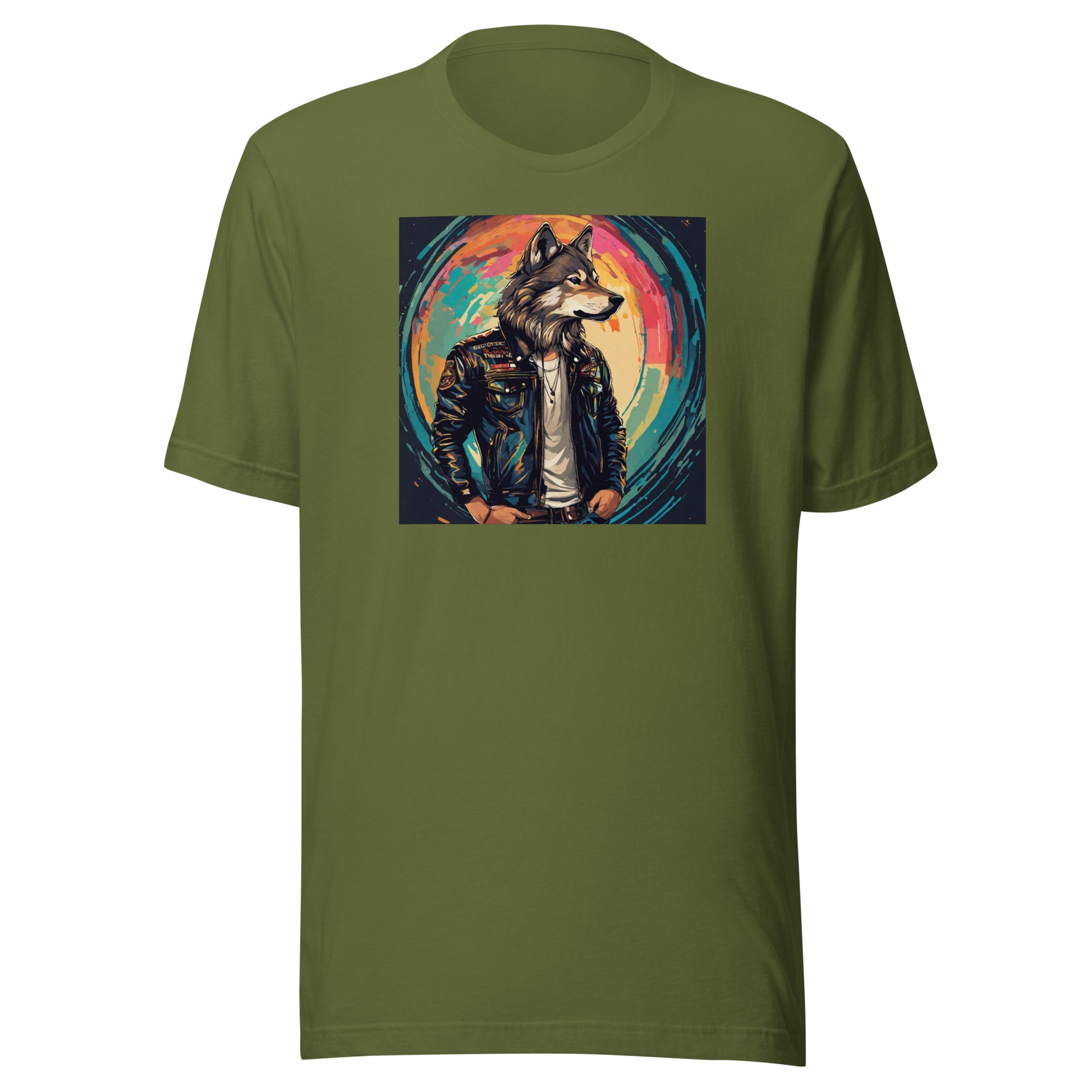 Colorful Urban Wolf Men's T-Shirt Olive