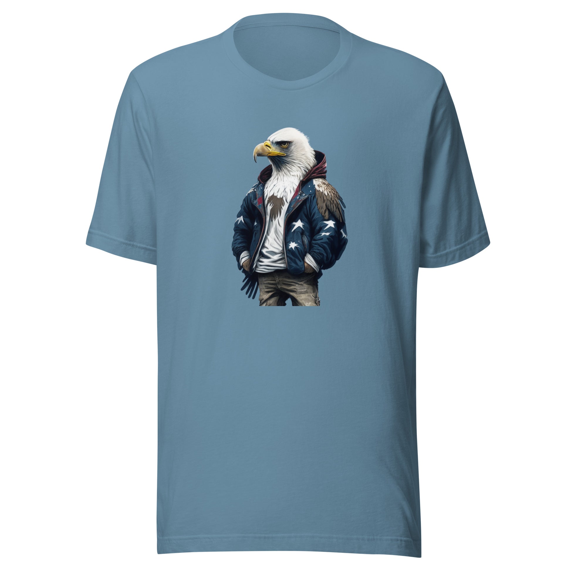 Patriotic American Bald Eagle T-Shirt Steel Blue