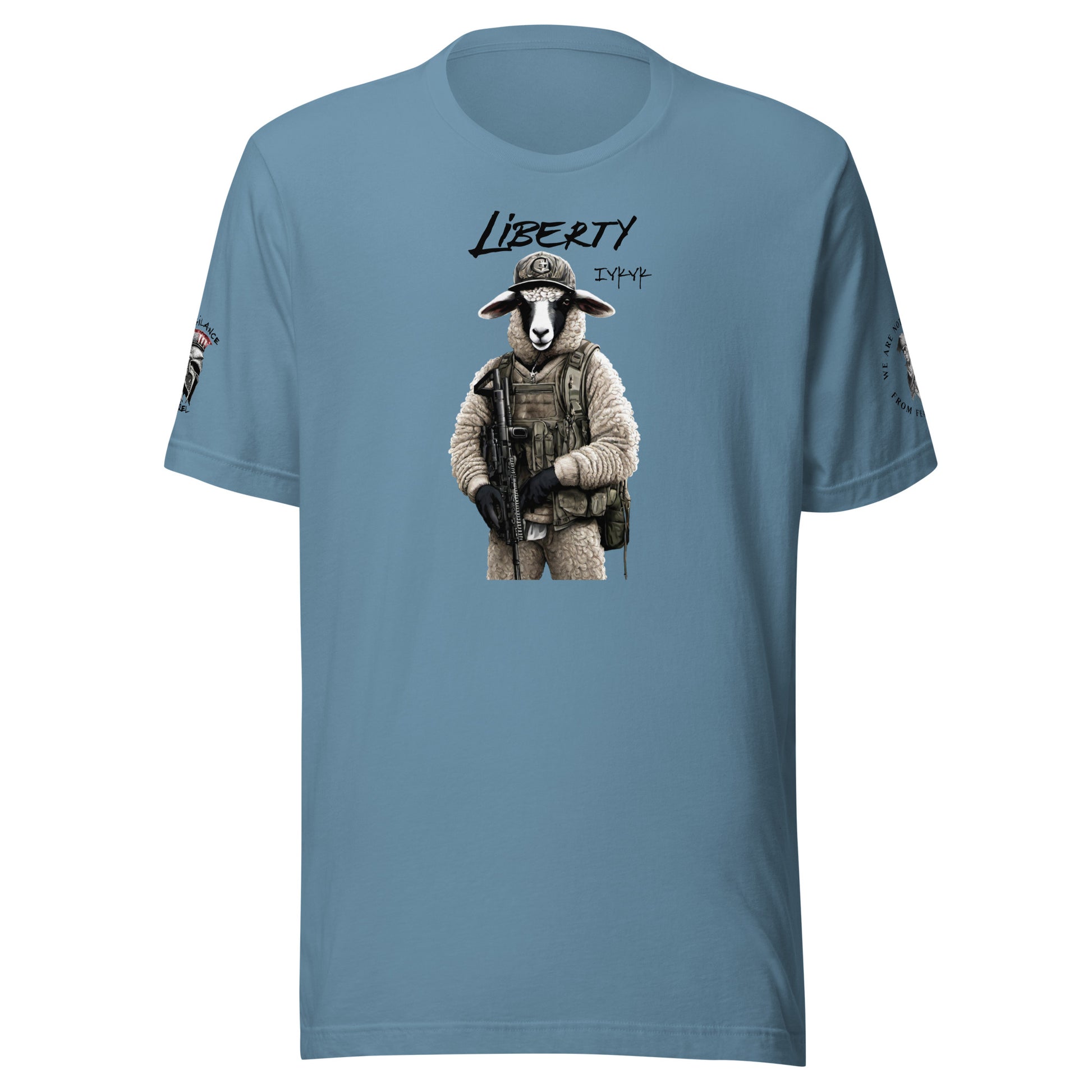 Liberty Lamb IYKYK (logo & minuteman sleeve) Limited Men's T-Shirt Steel Blue