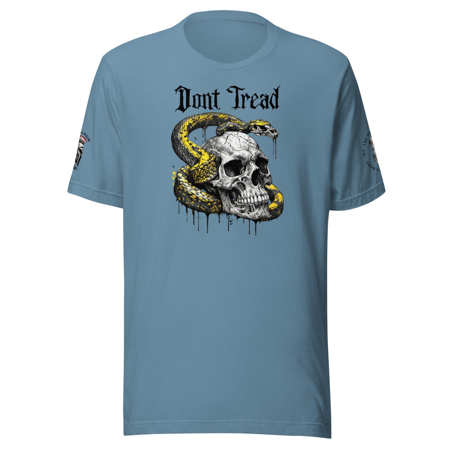 Don't Tread on Me Skull & Snake (logo & minuteman sleeve) Limited T-Shirt Steel Blue