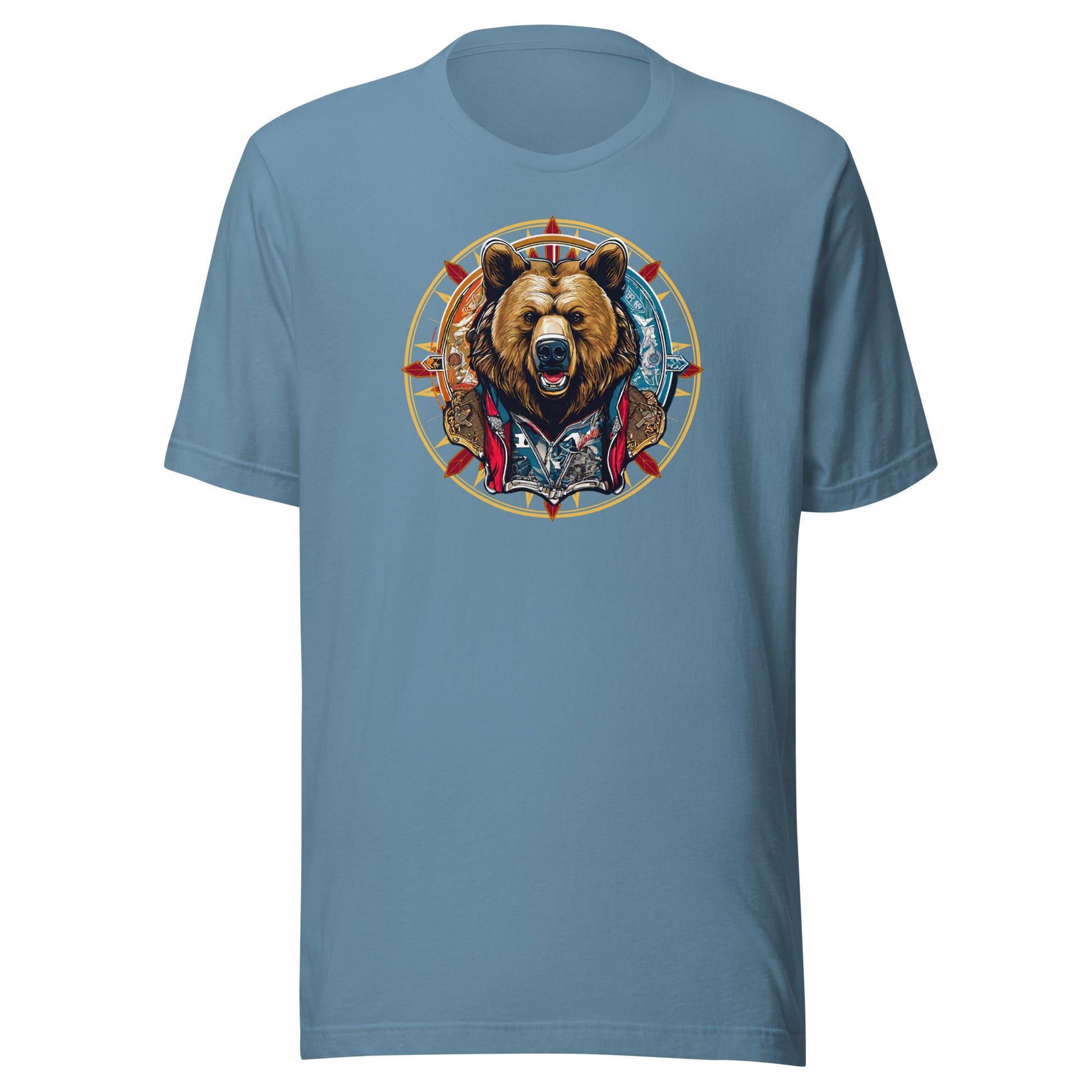 Bear Emblem Men's Graphic T-Shirt Steel Blue